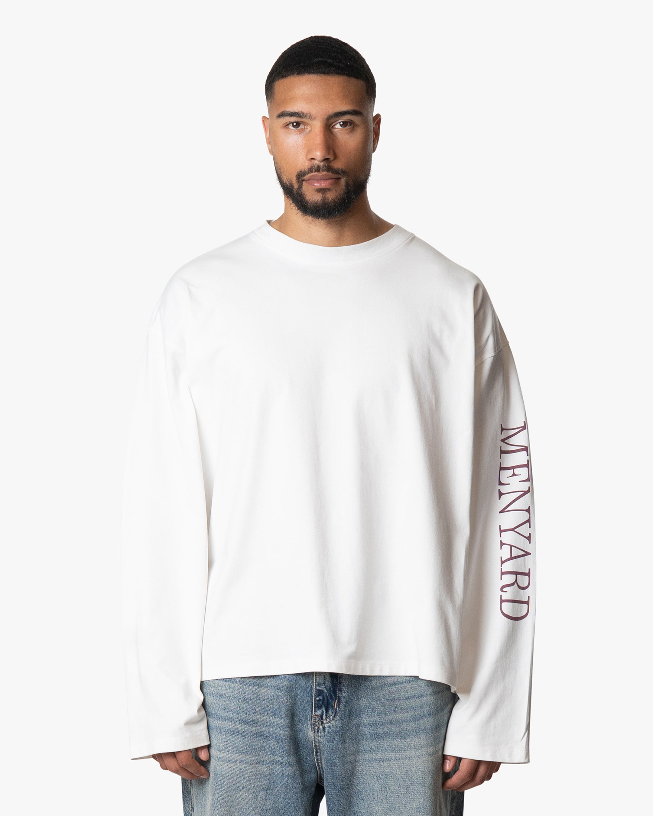 Iconic Logo Boxy Longsleeve - White/Red | Menyard ®