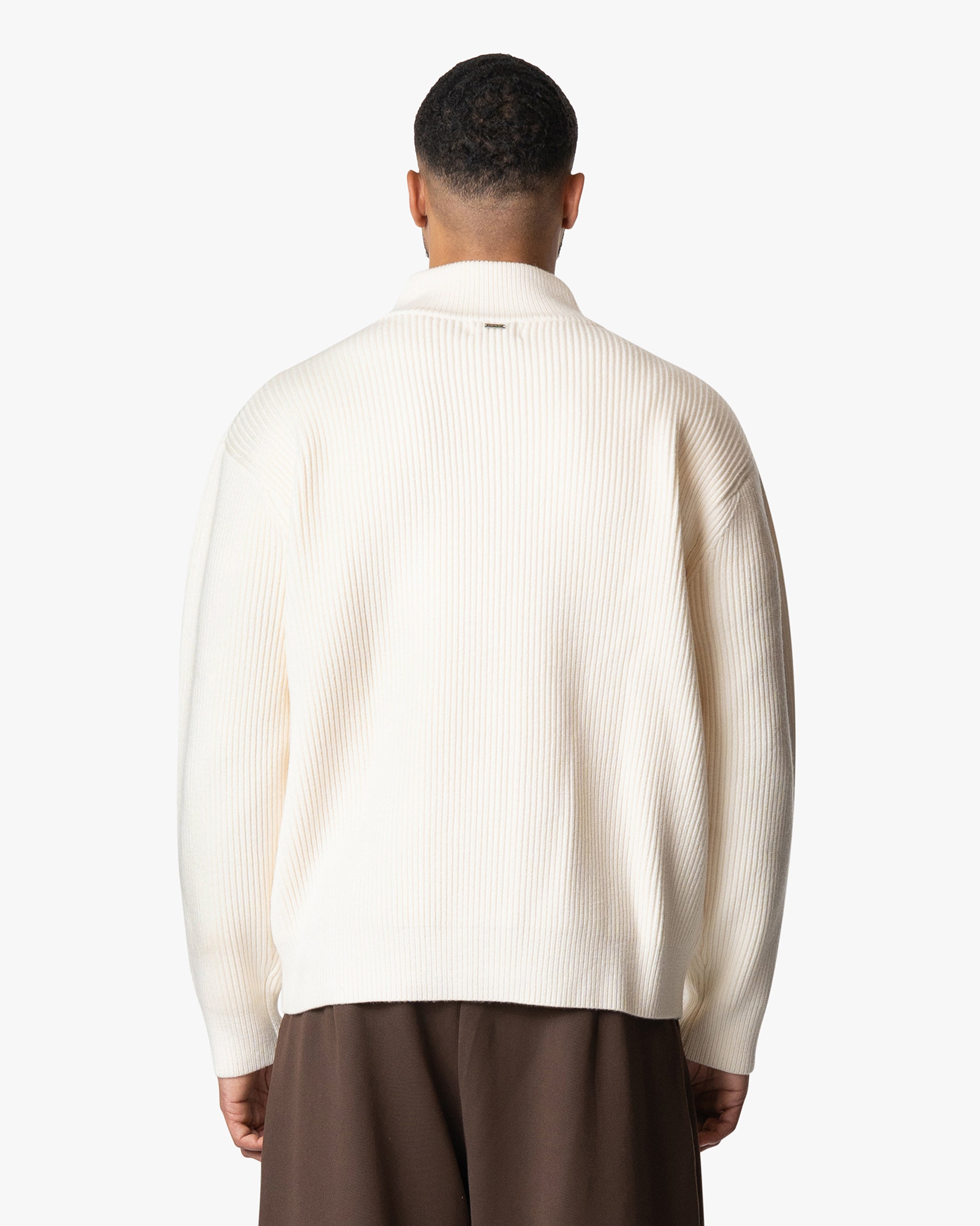 Giacca Heavy Knitted Zip-Up Cardigan | Ecru