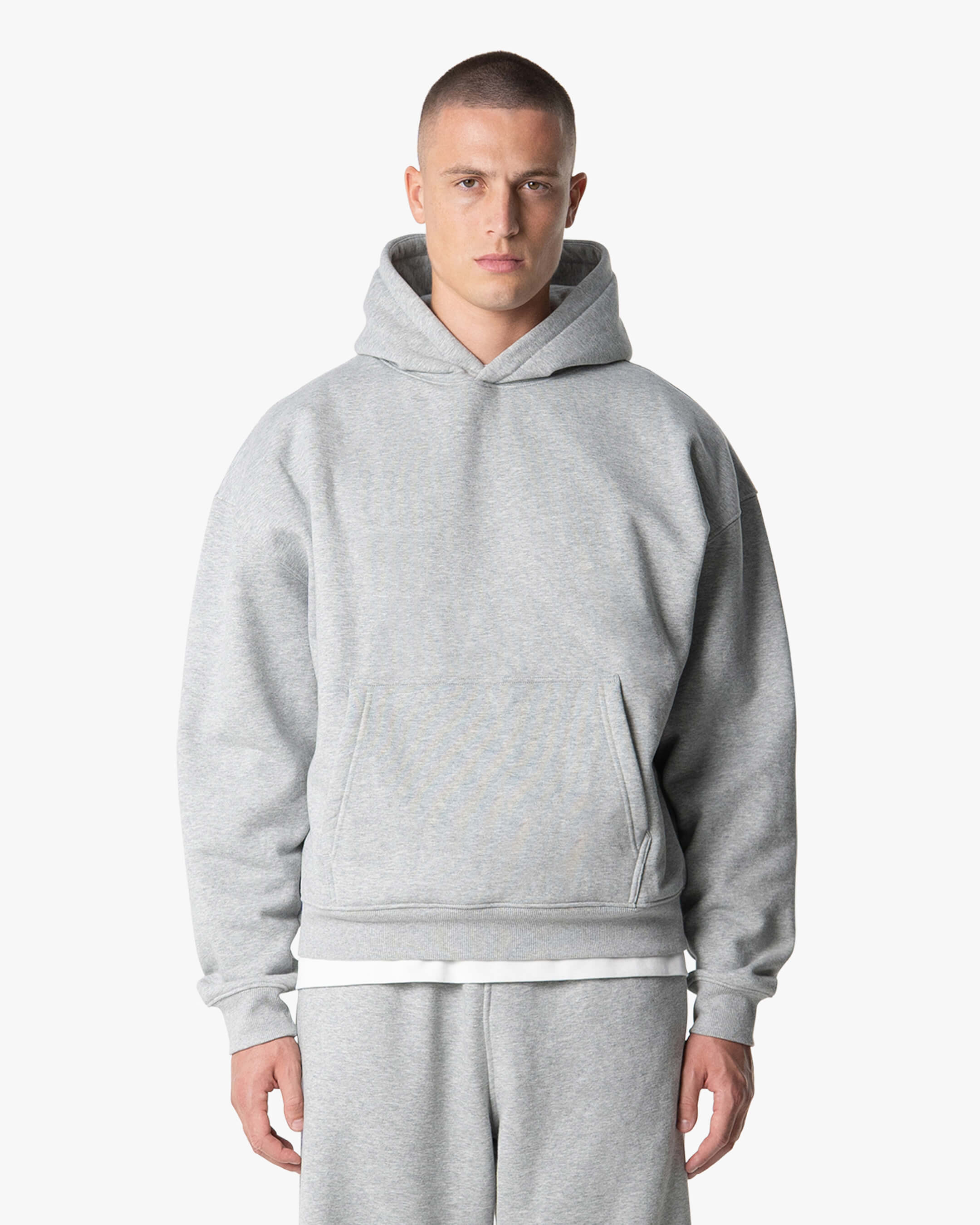 Signature Cotton Oversized Hoodie - Grey Melee | Menyard ®