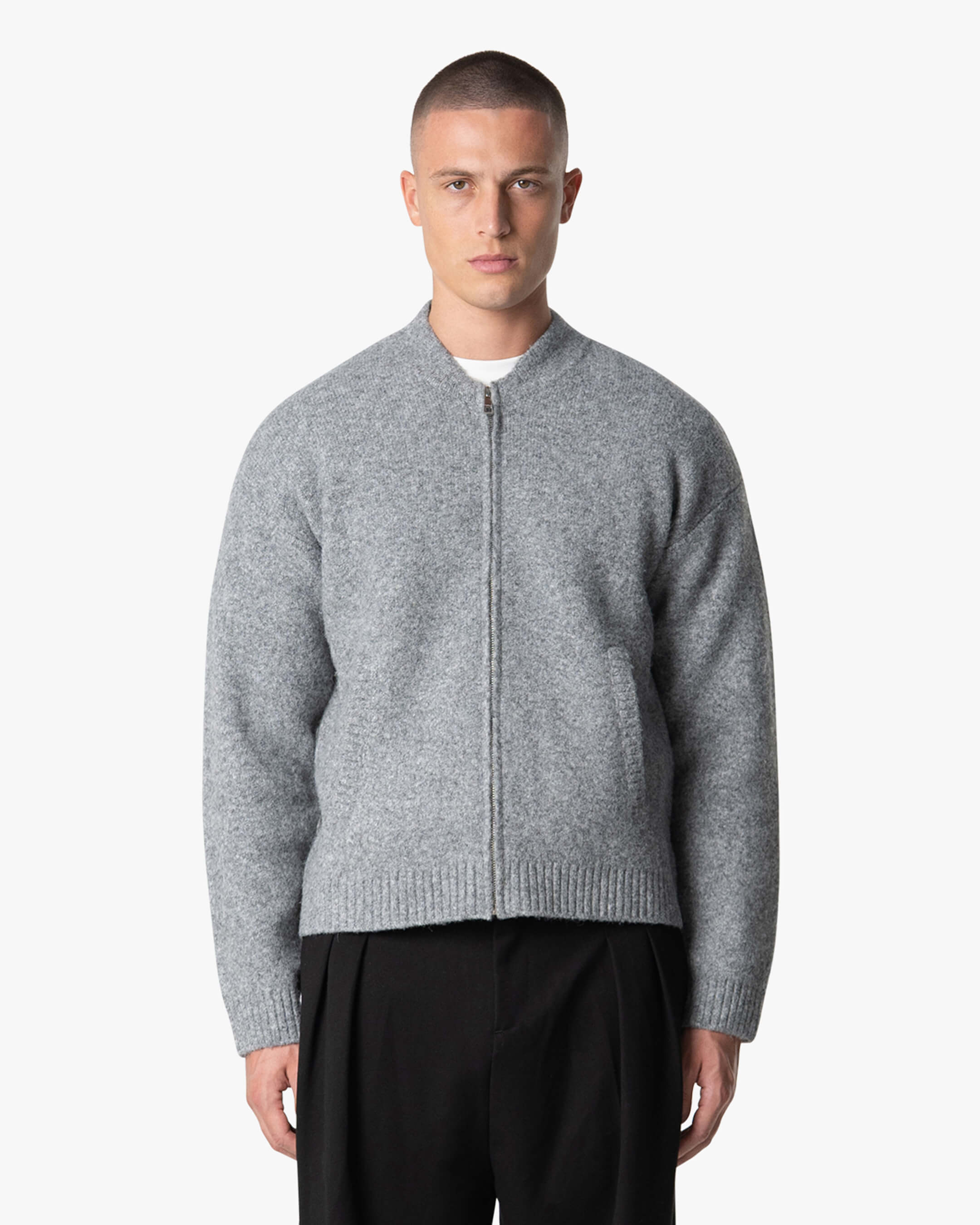 Signore Brushed Zip-Up Cardigan