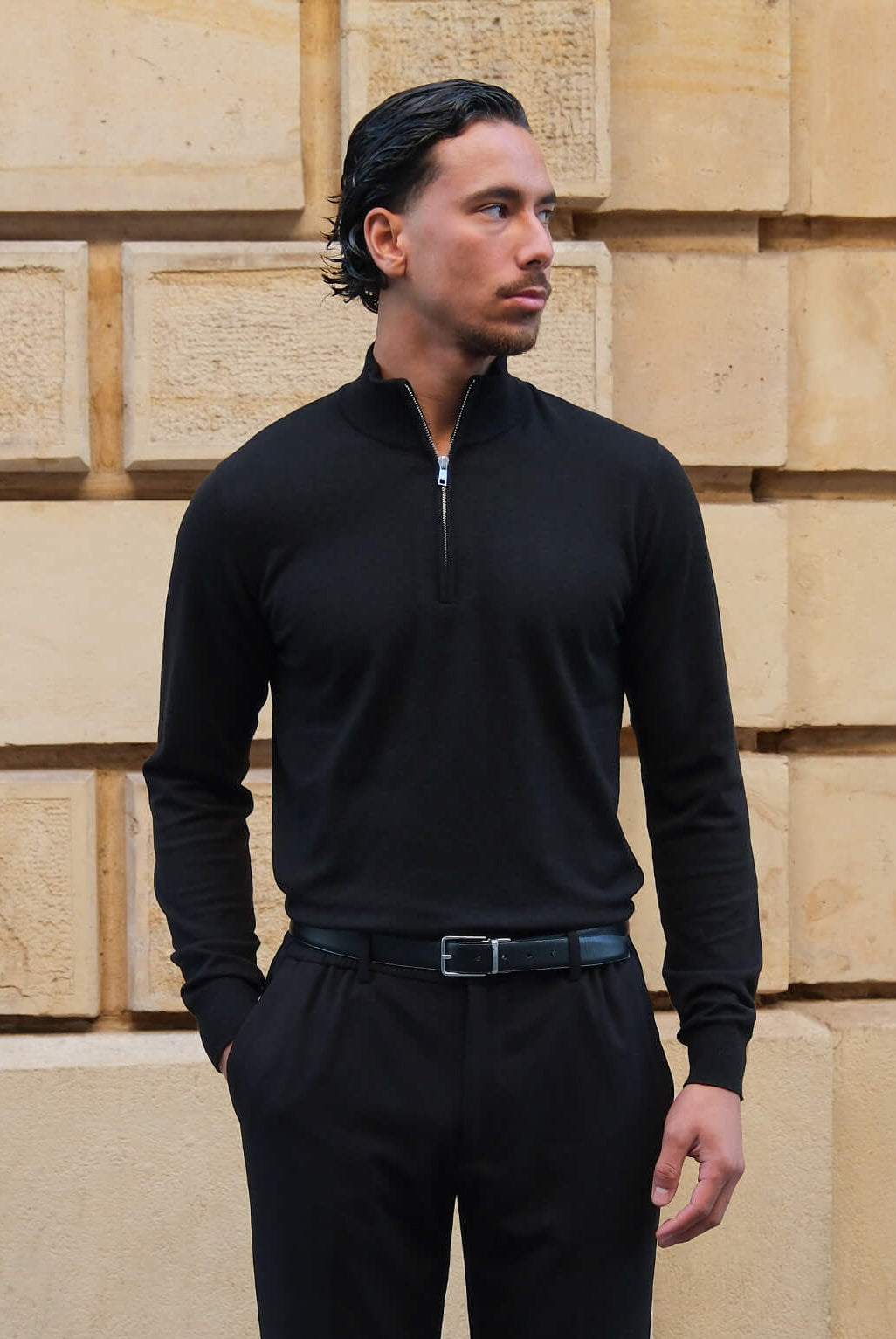 トップス PorterClassic WAPPEN HALF ZIP SWEAT Porter half zip - Black