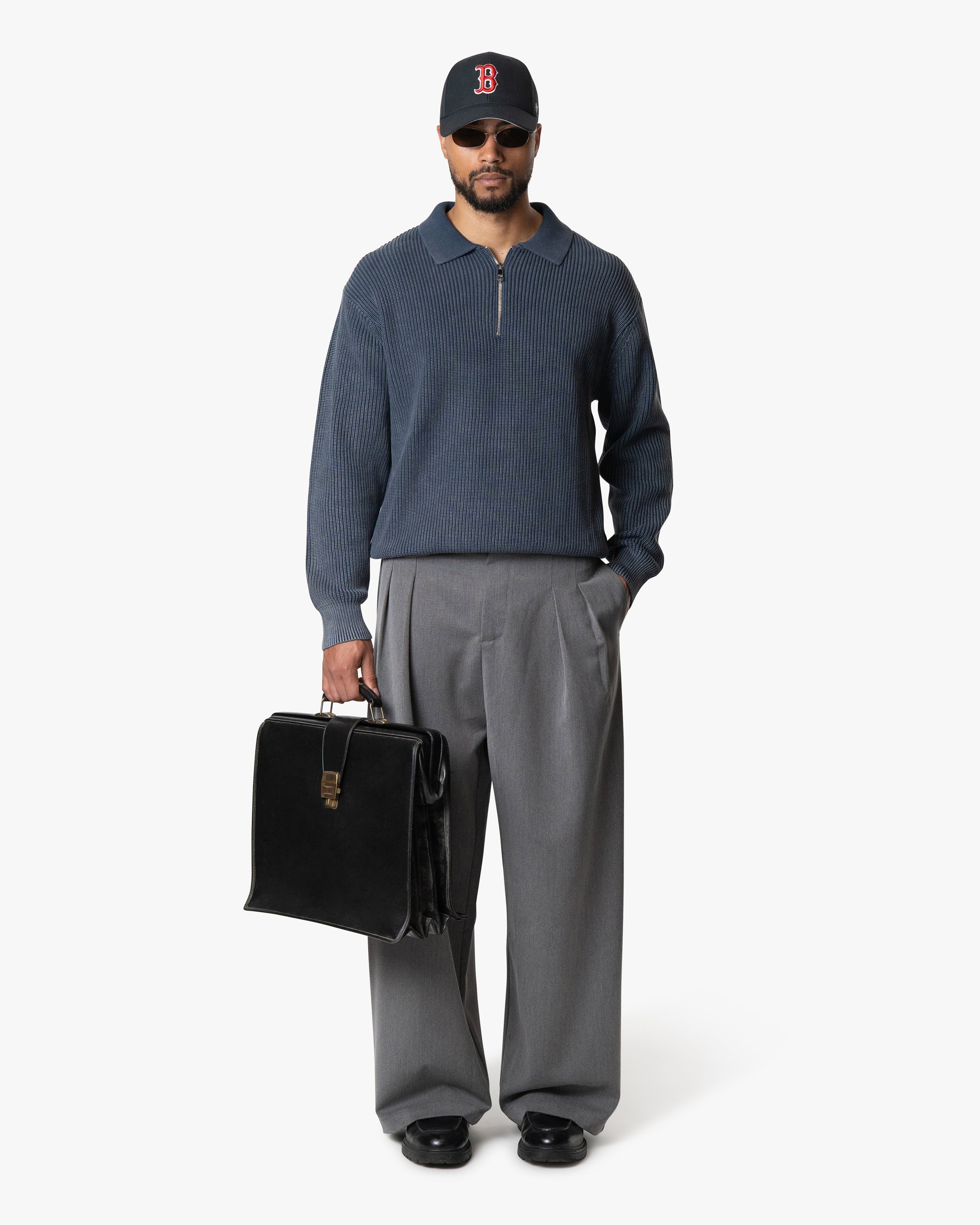 Orazio Cotton Half-Zip Polo Sweater | Acid Blue