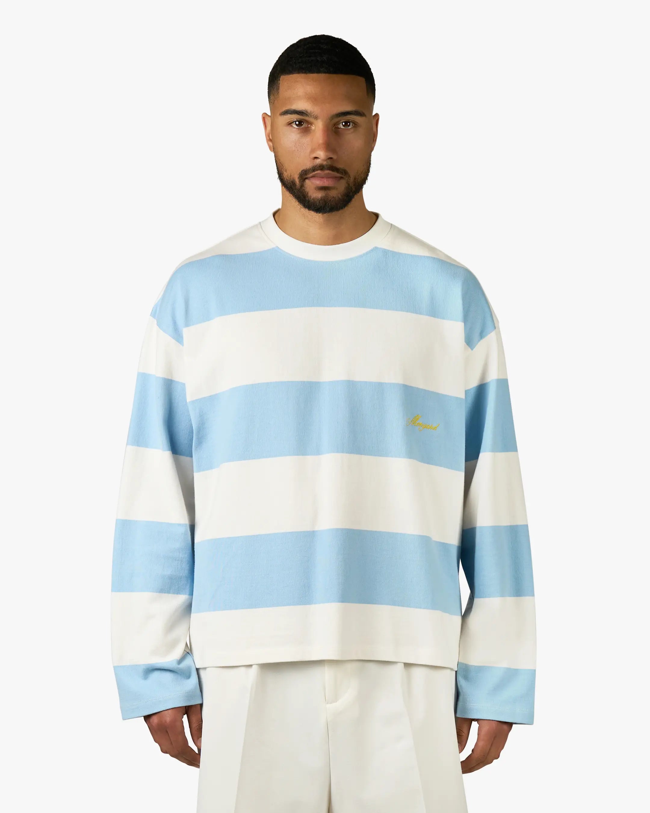 Striped Boxy Longsleeve | White/Light Blue
