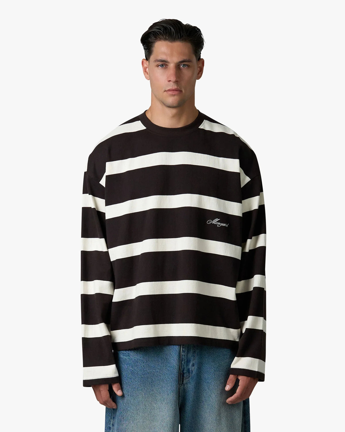 Gestreiftes Langarmshirt im Box-Schnitt