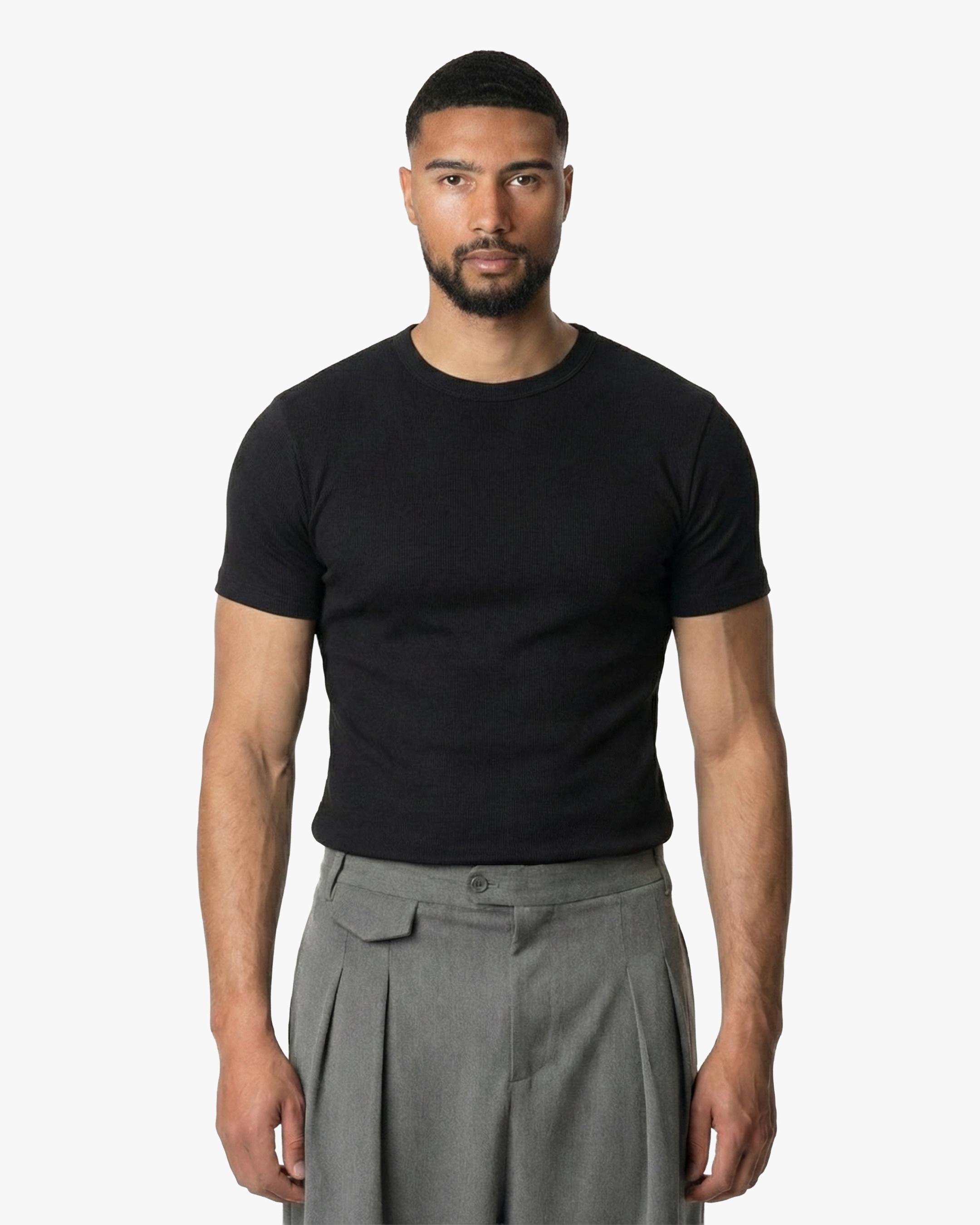 Ribbed T-Shirt – Black | Menyard®