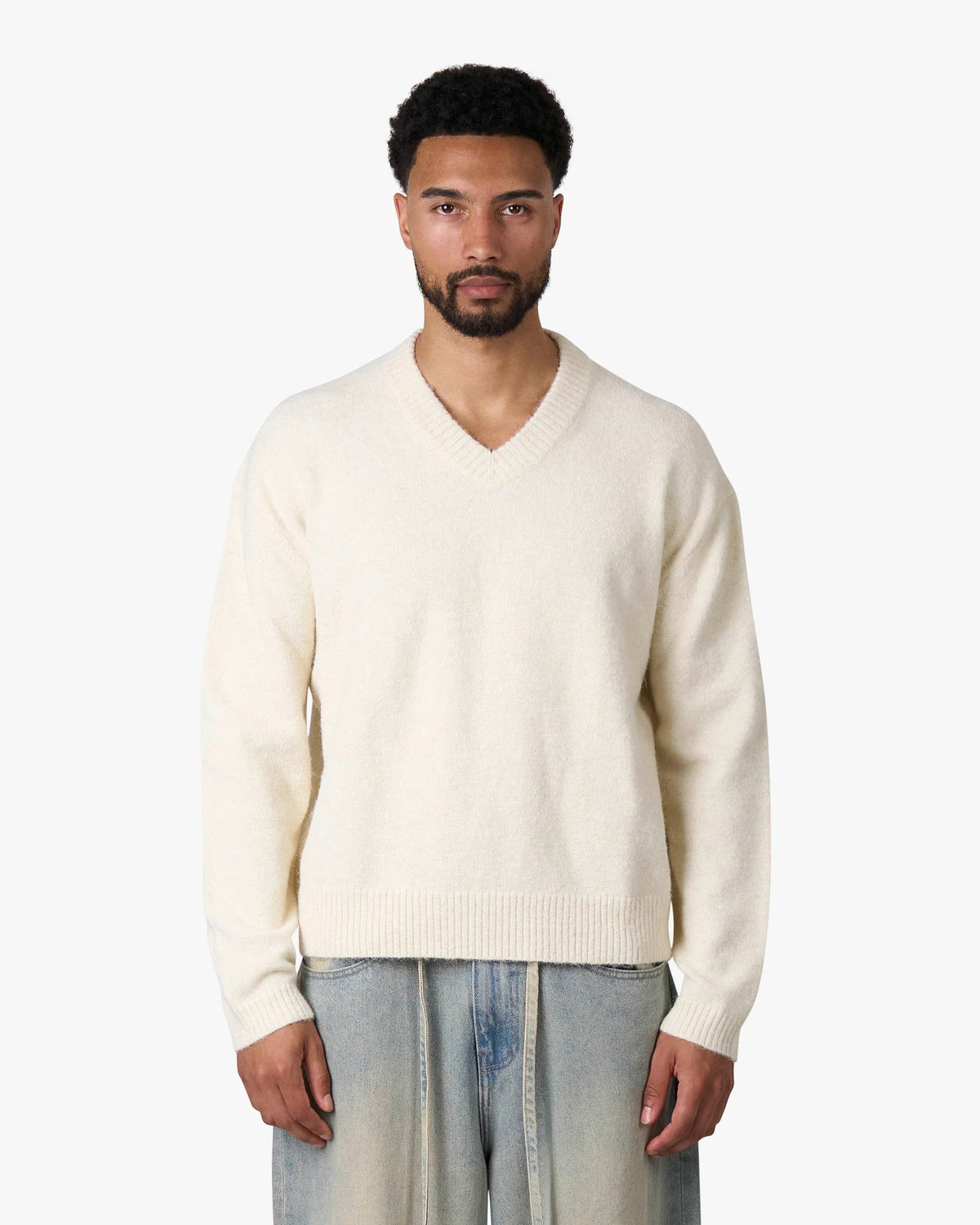 Trade V-Neck Knit | Ecru