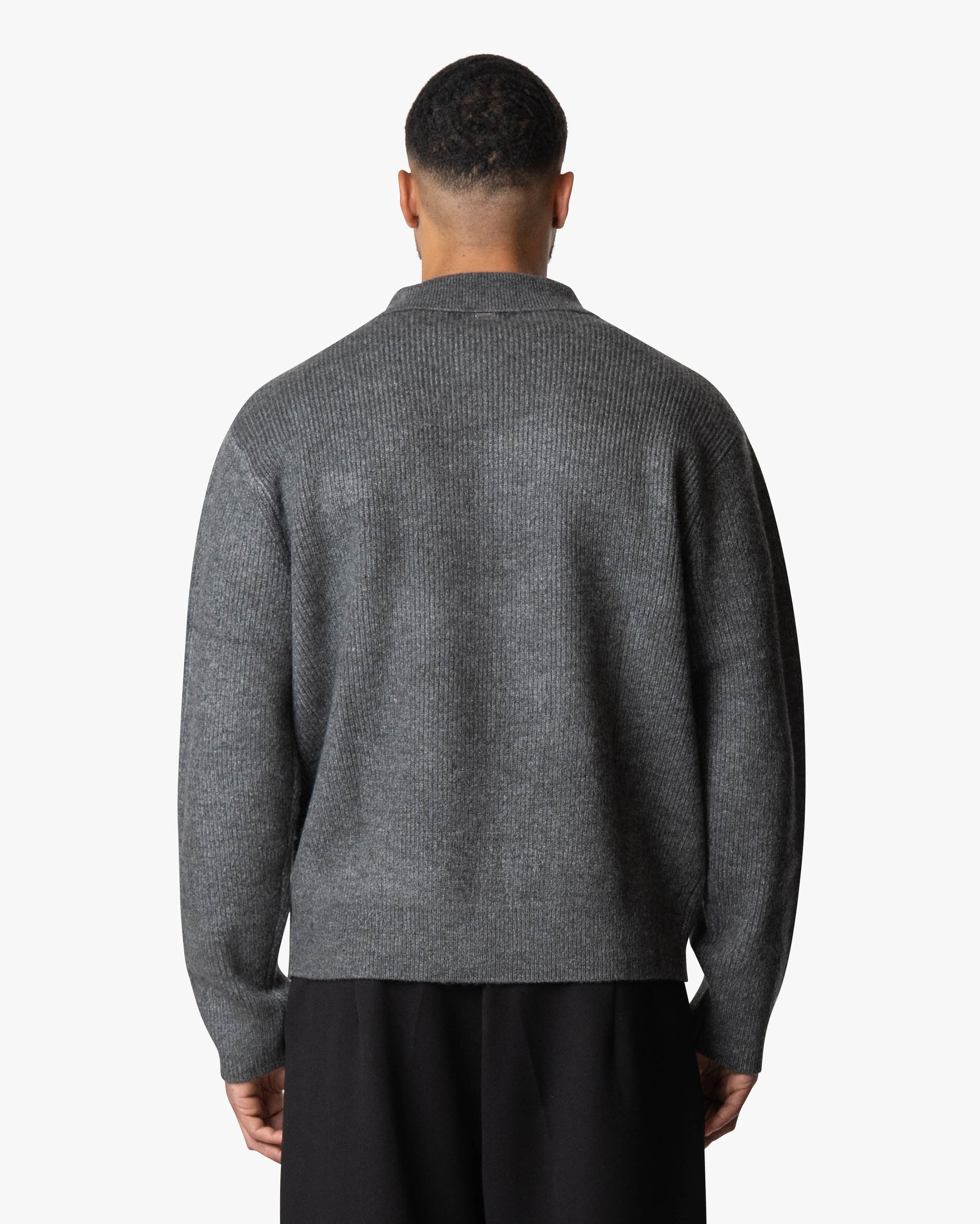 Levante Knitted Half-Zip Polo Sweater - Grey Melee | Menyard ®
