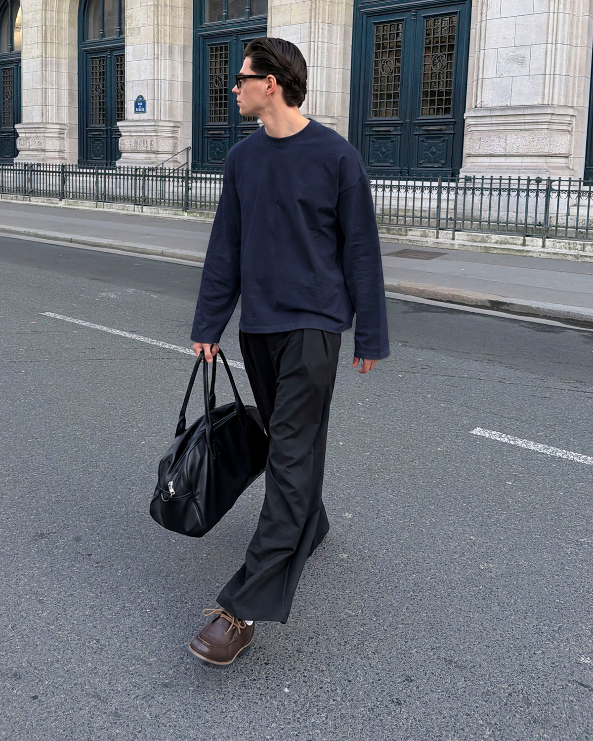 Blank Boxy Longsleeve | Navy