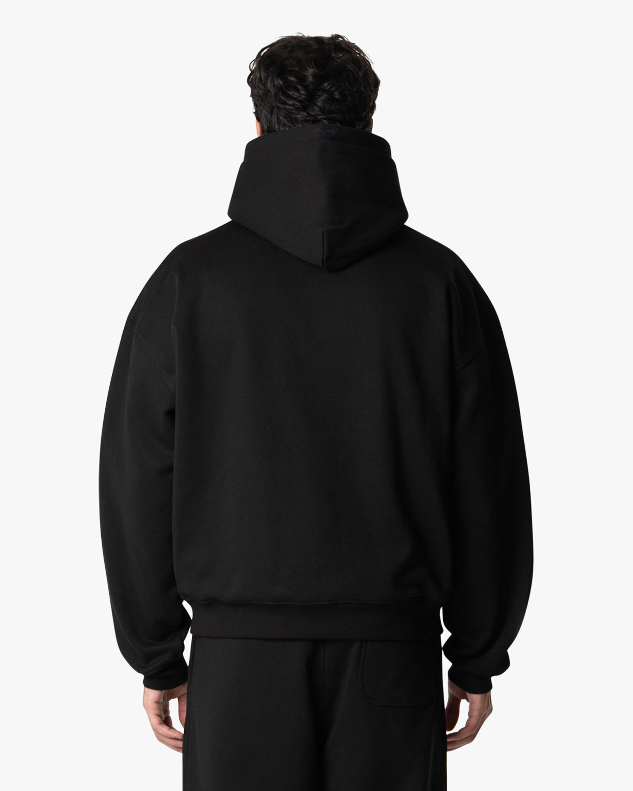 Signature Cotton Oversized Zip Hoodie - Black | Menyard ®