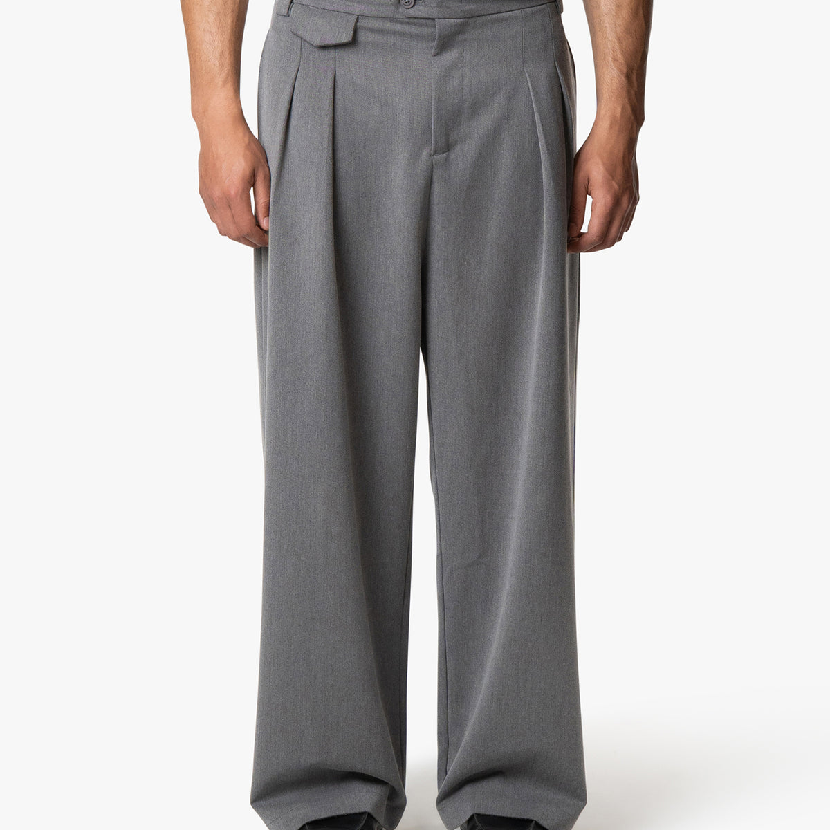 Ambra Loose-Fit Pleated Pants - Grey Melee | Menyard ®