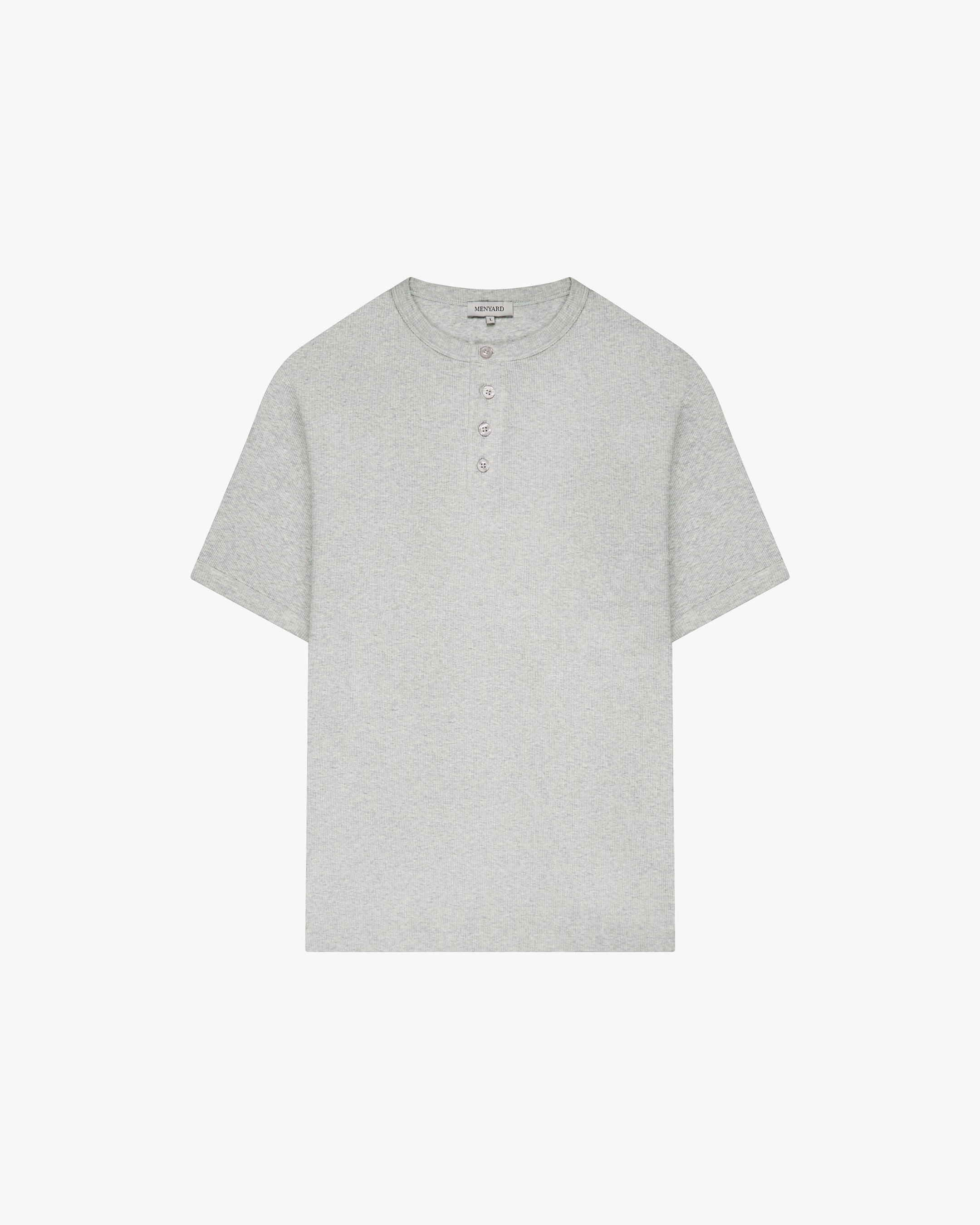 Mougins Ribbed Henley T-Shirt | Grey Melee