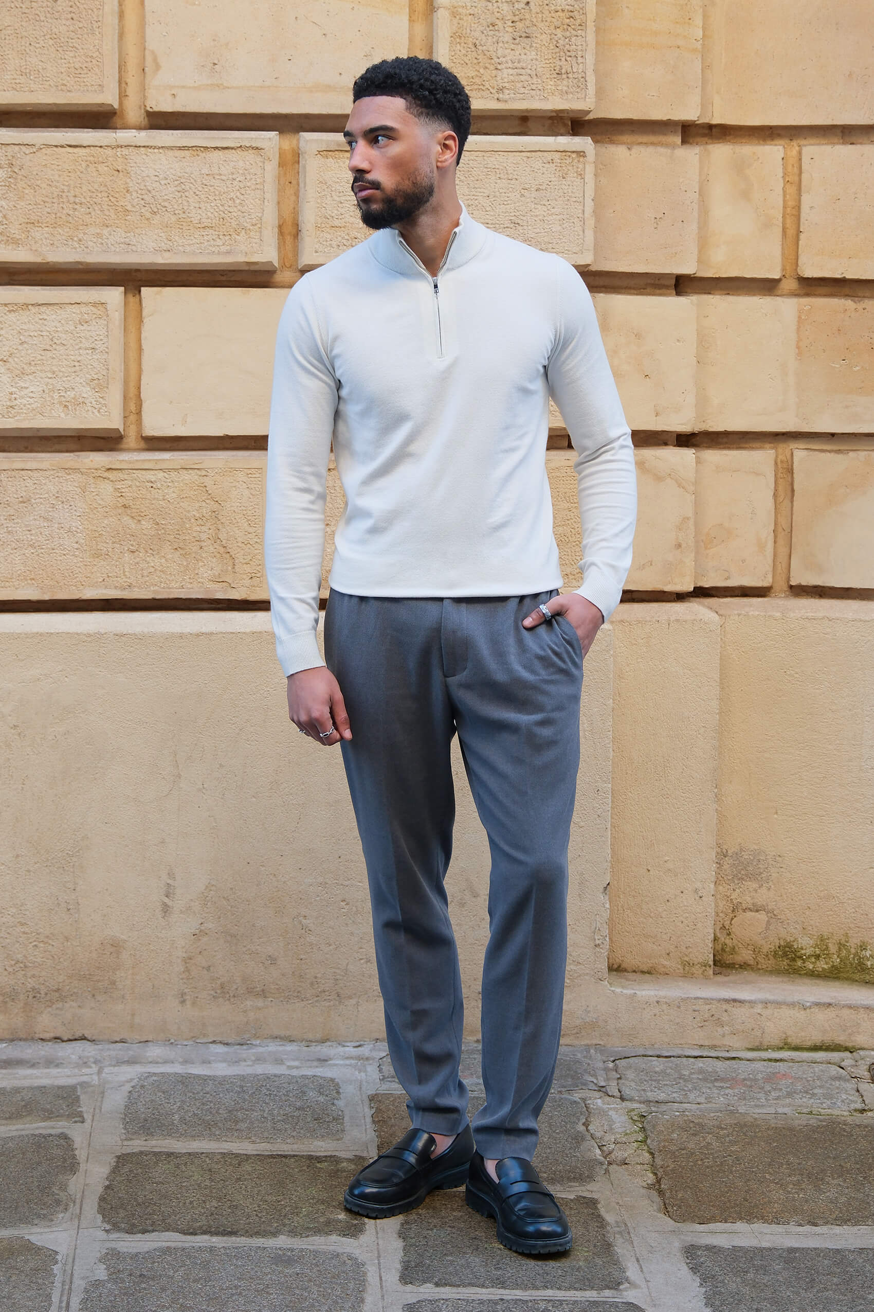 Porter half zip | White