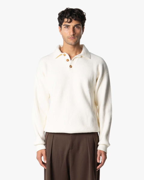 Alessandro Knitted Polo Sweater - Ecru | Menyard ®