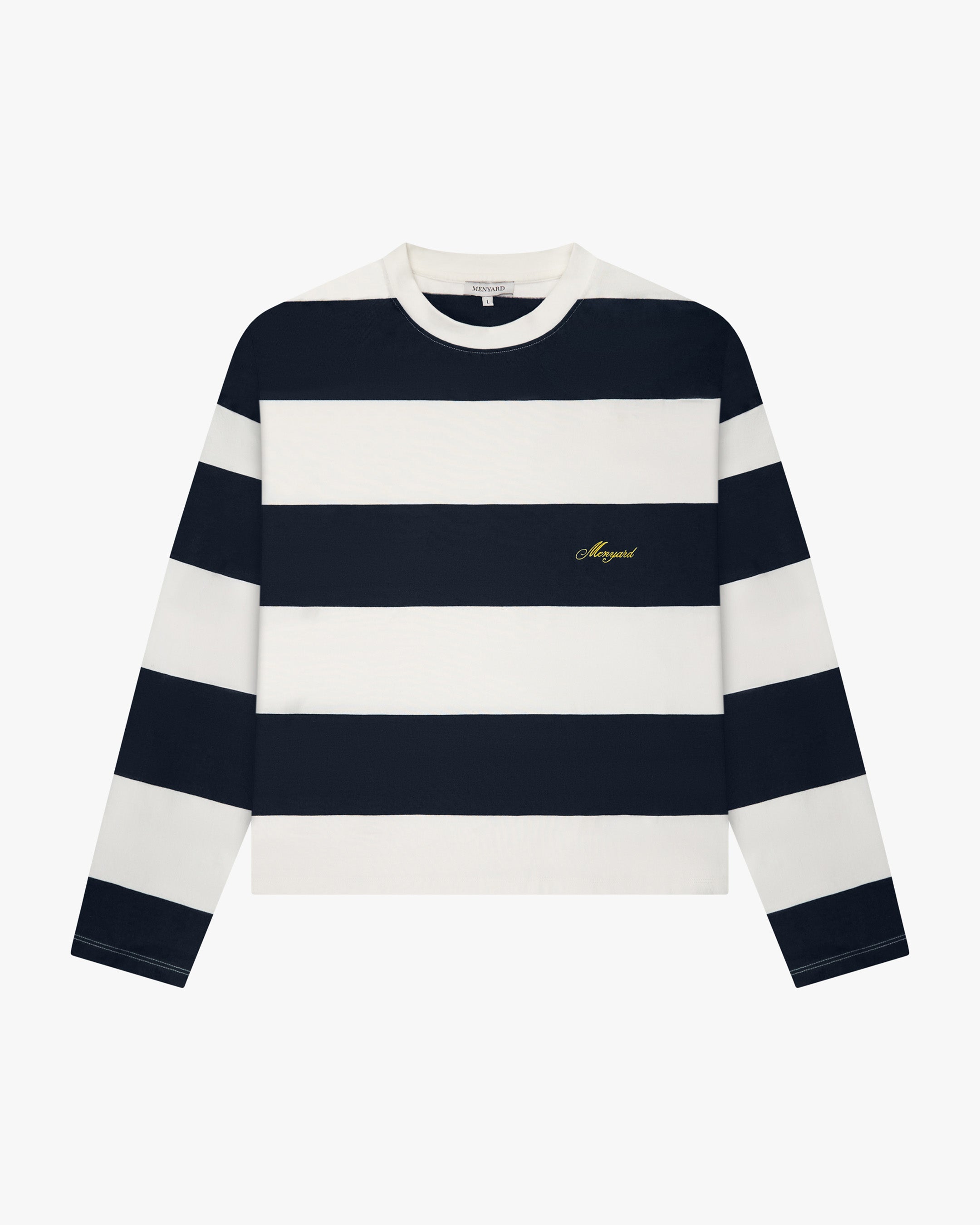 Striped Boxy Longsleeve | Dark Blue/White