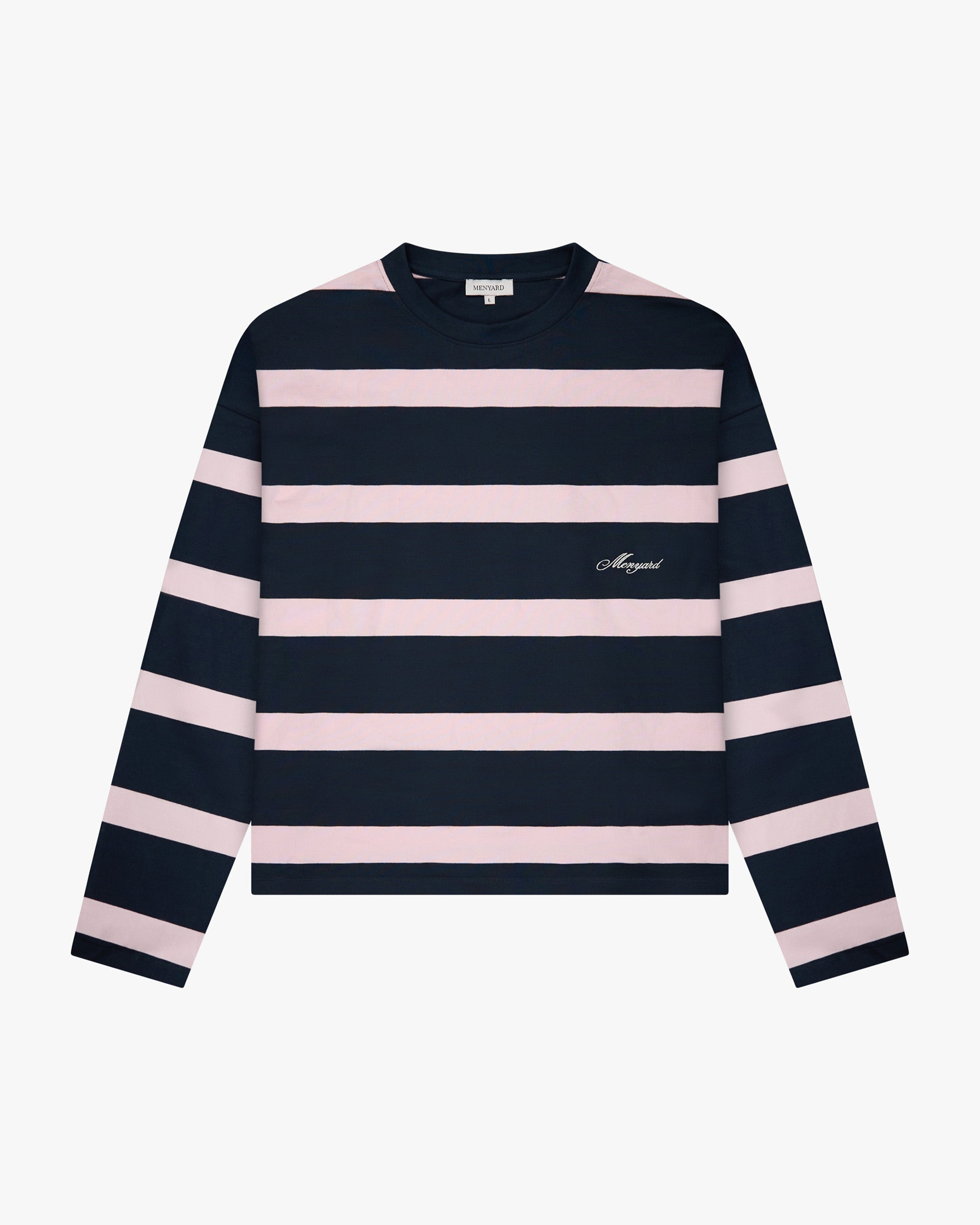 Striped Boxy Longsleeve | Navy/Pink