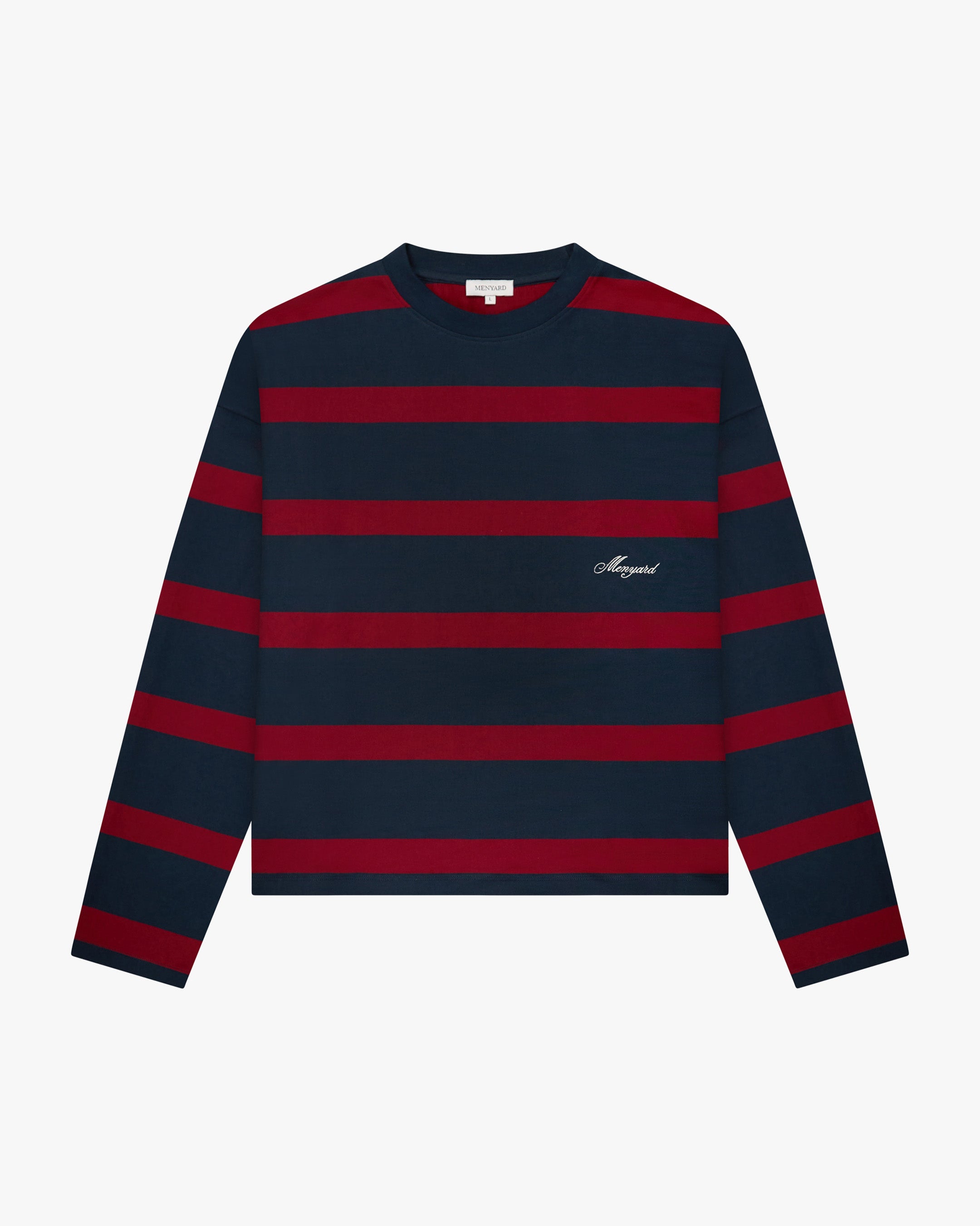 Striped Boxy Longsleeve | Navy/Burgundy