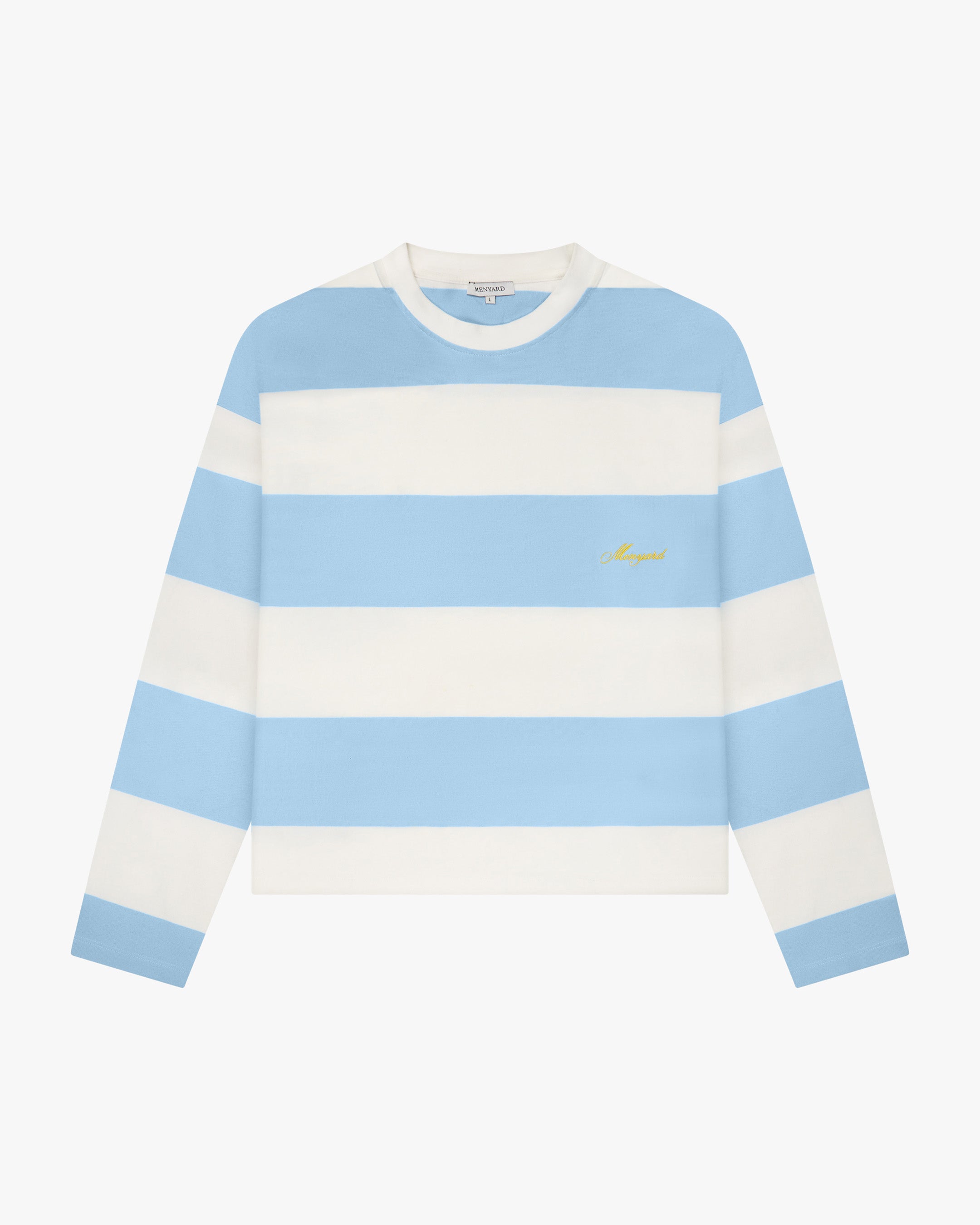 Striped Boxy Longsleeve - White/Light Blue | Menyard ®