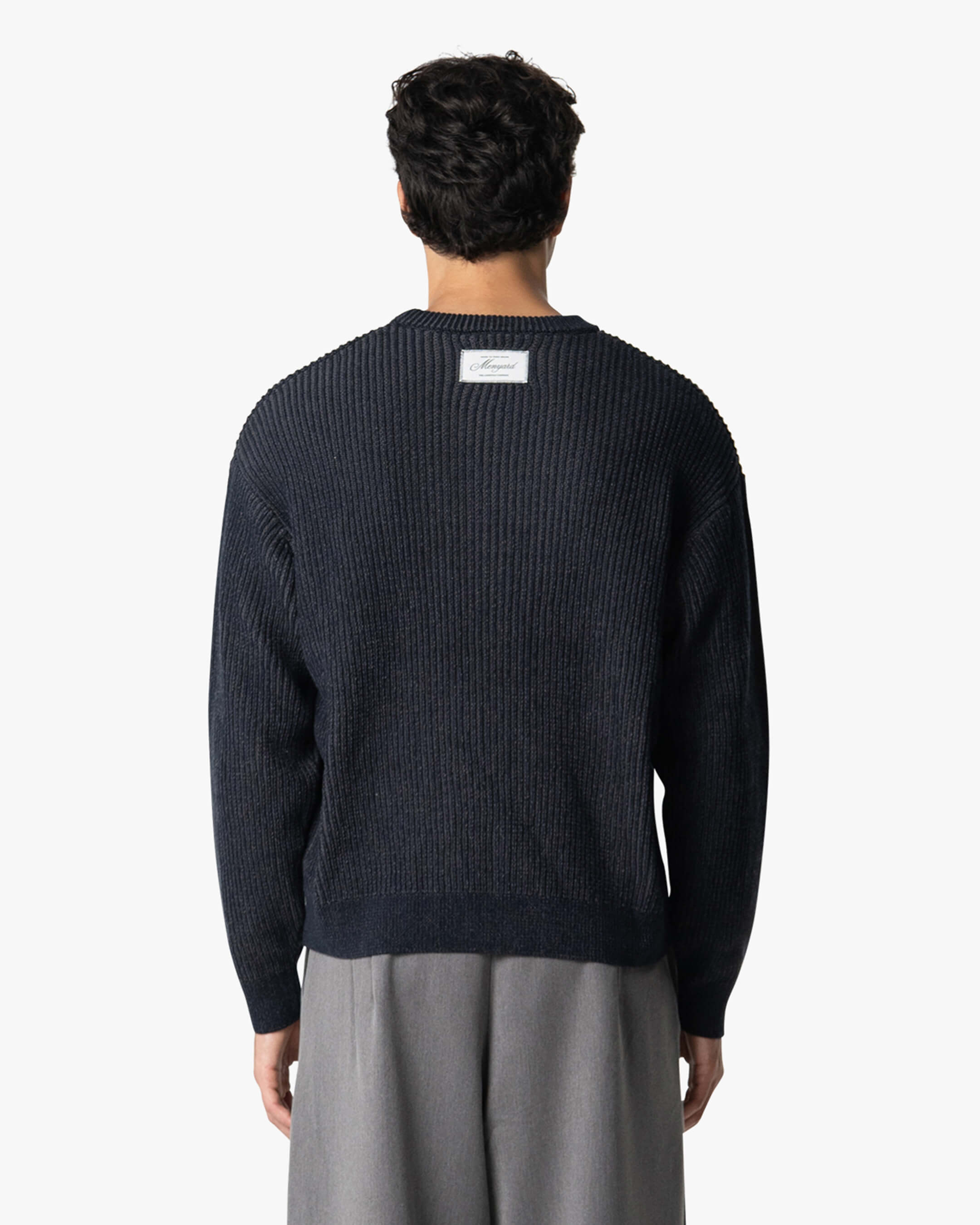 Lima Knitted Cotton Sweater - Navy/Grey | Menyard ®