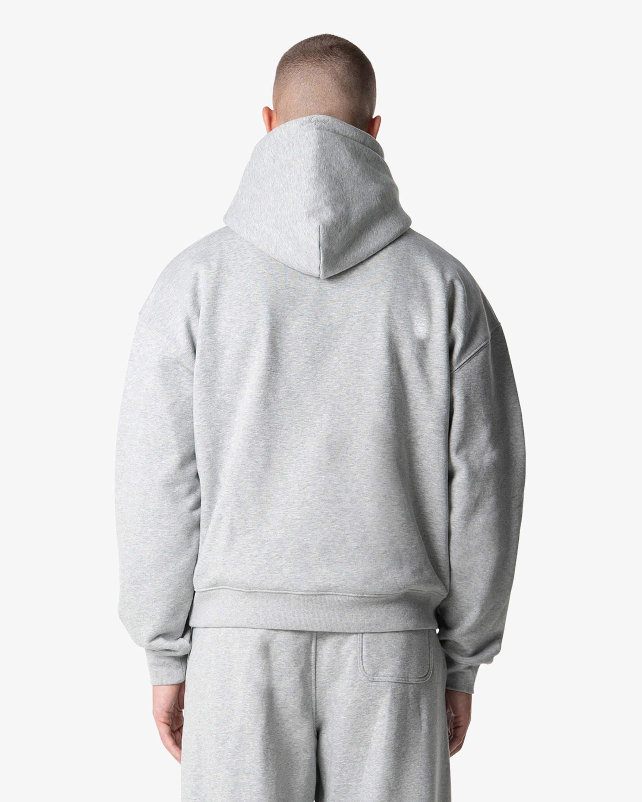 Signature Cotton Oversized Zip Hoodie - Grey Melee | Menyard ®