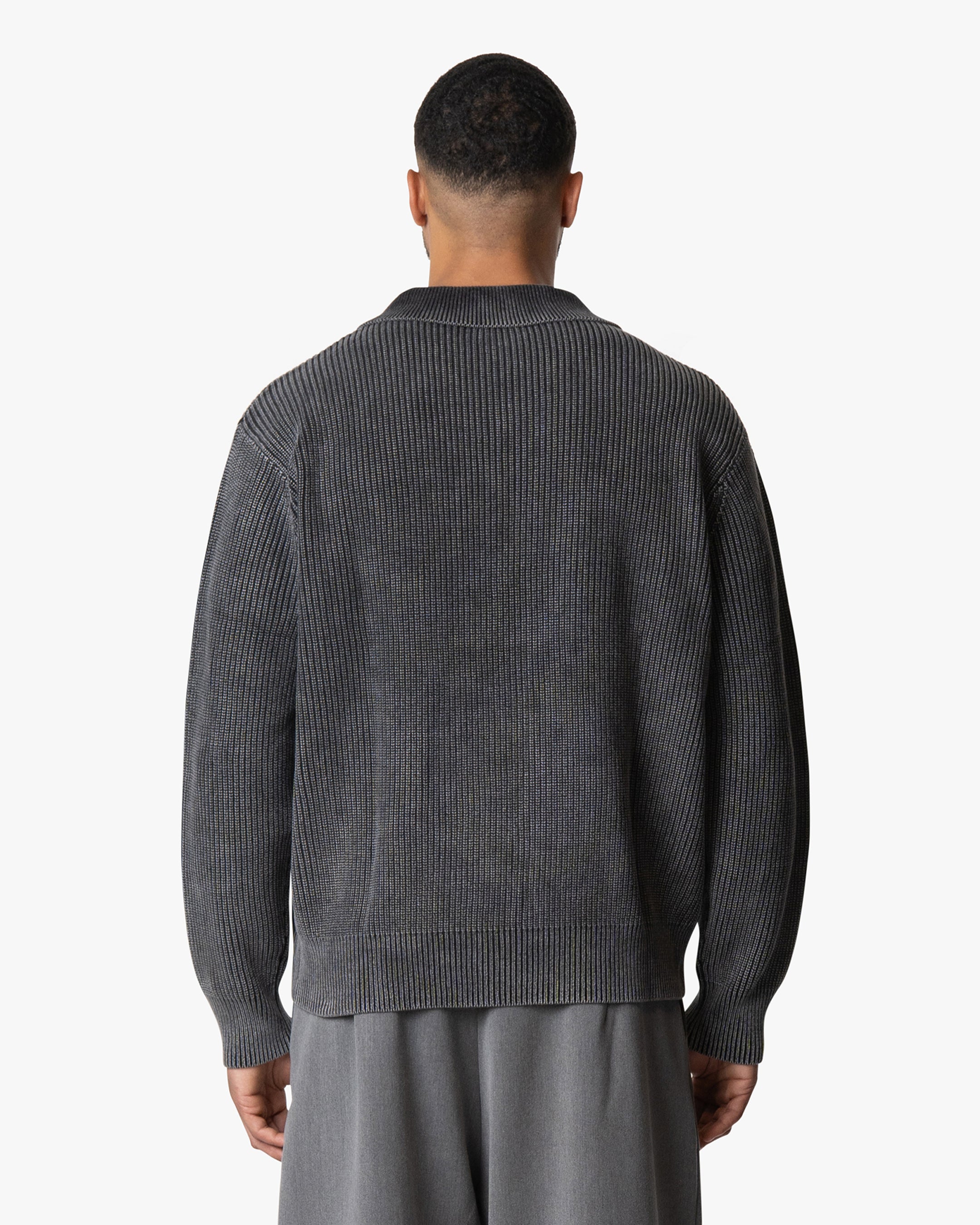 orimi ニットポロ Orazio Cotton Half-Zip Polo Sweater - Acid Grey | Menyard ®