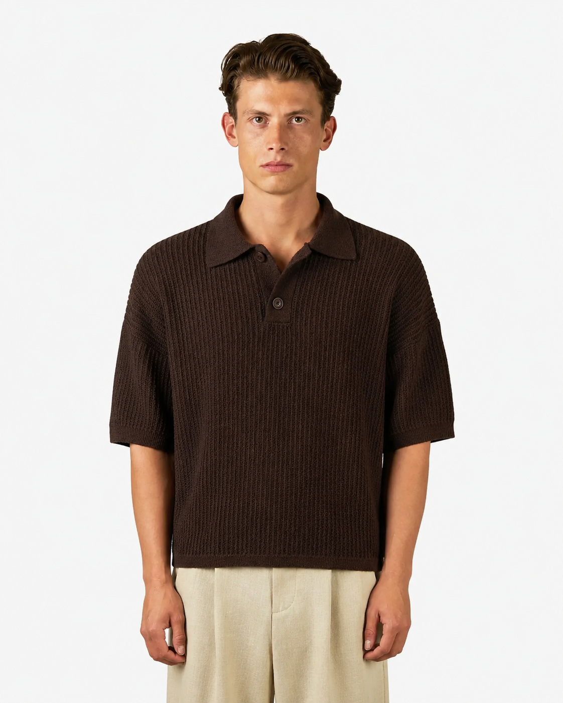 Biot Knitted Polo | Brown