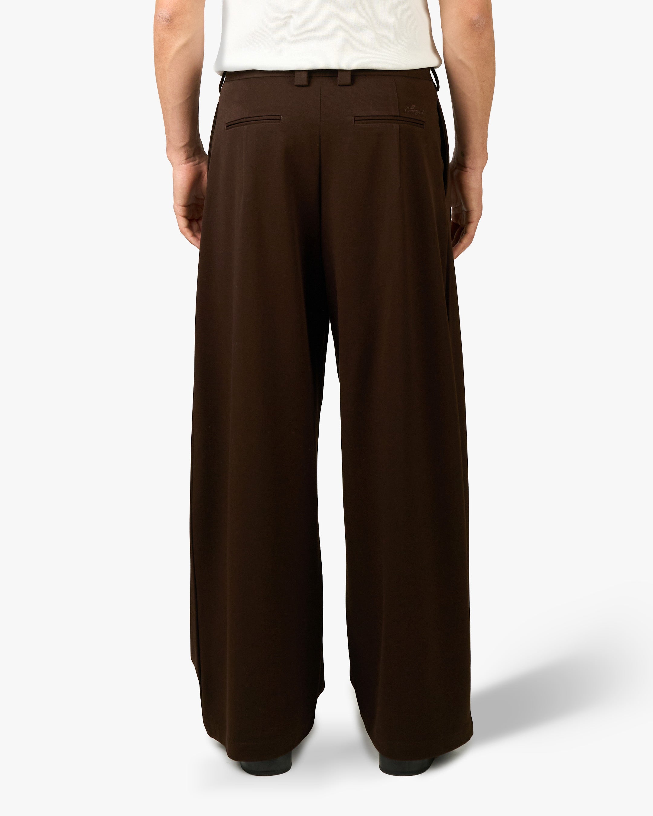 Ambra Pleated Loose-Fit Pants | Brown