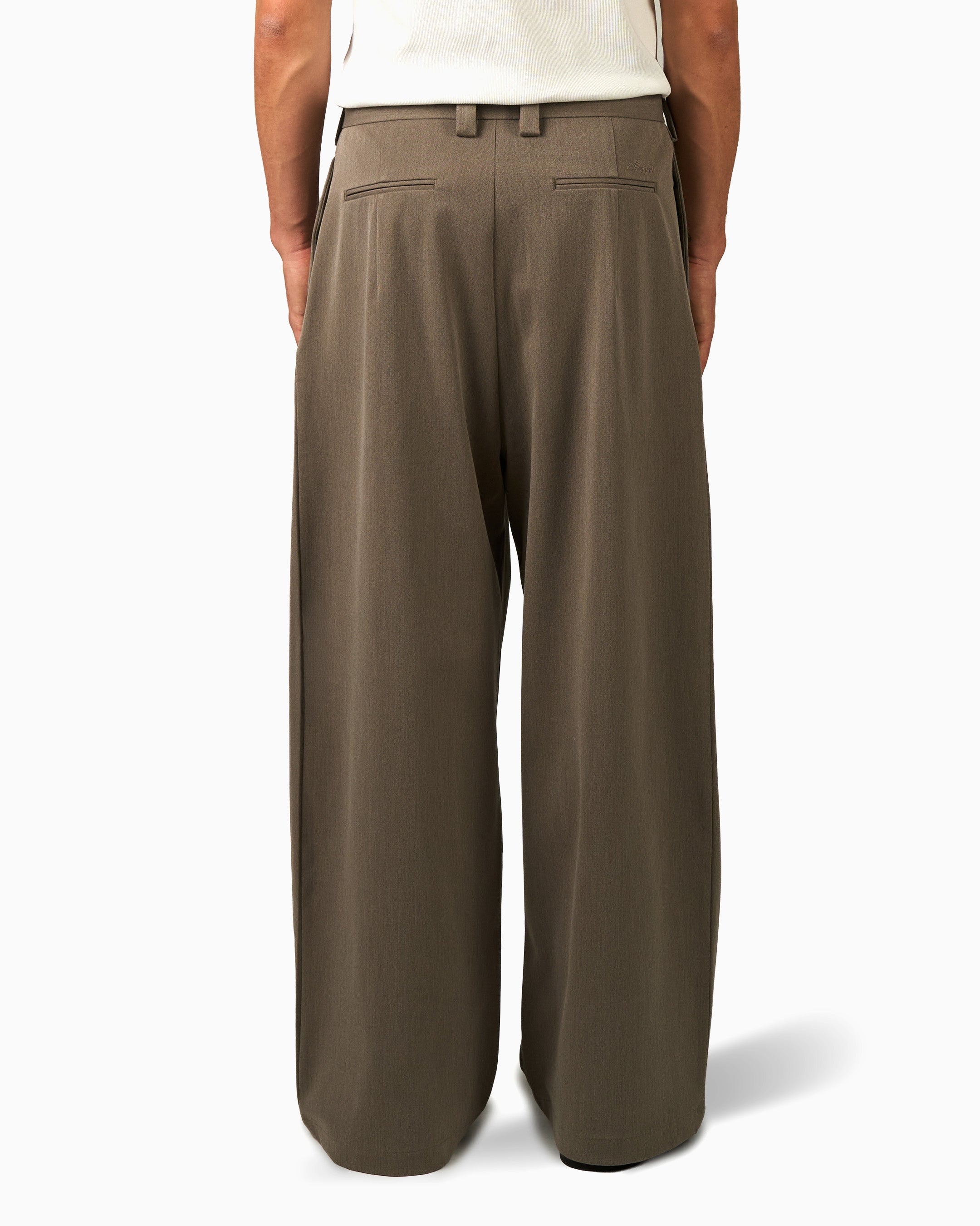 Ambra Pleated Loose-Fit Pants | Taupe