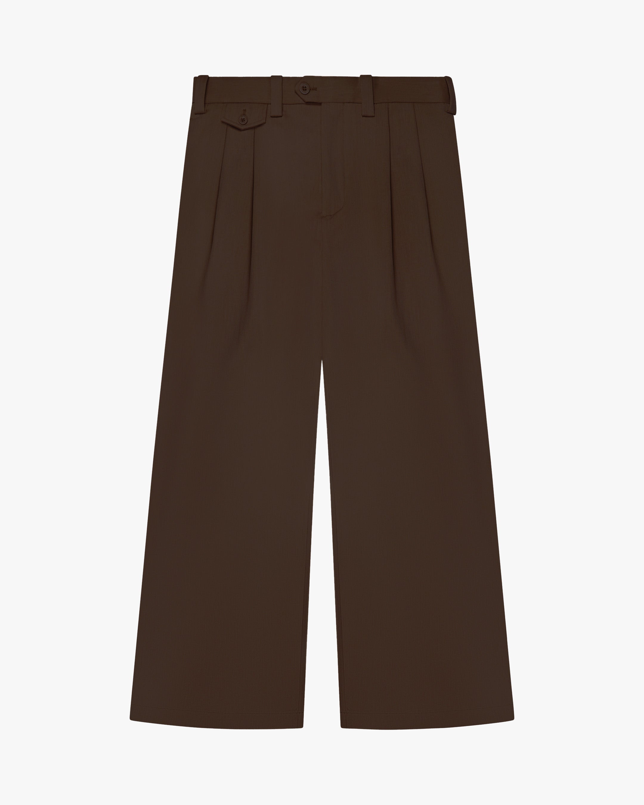 Ambra Pleated Loose-Fit Pants | Brown