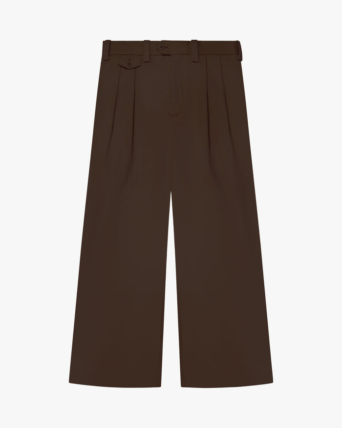 Ambra Pleated Loose-Fit Pants | Brown
