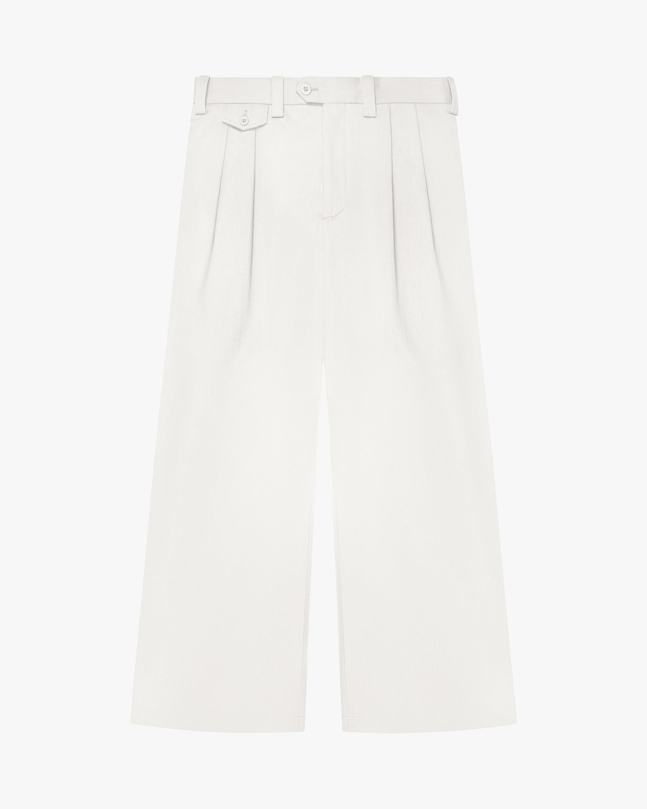 Ambra Pleated Loose-Fit Pants | Ecru