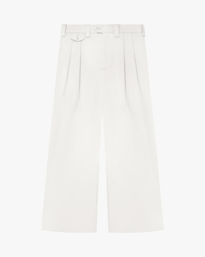 Ambra Pleated Loose-Fit Pants | Ecru
