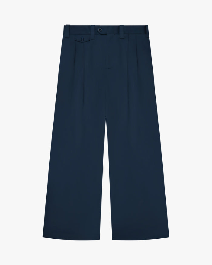 Ambra Pleated Loose-Fit Pants | Navy