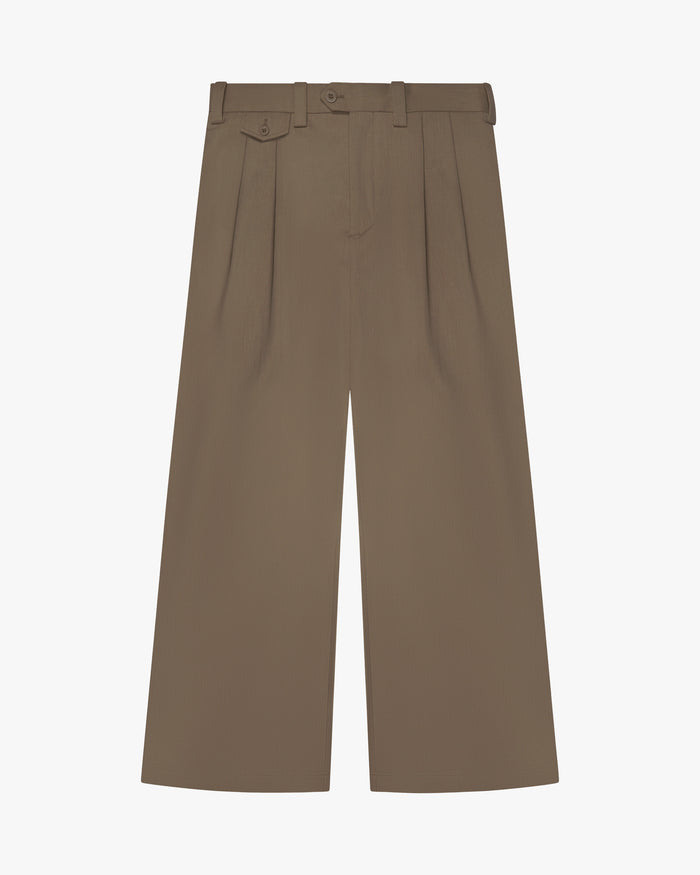 Ambra Pleated Loose-Fit Pants | Taupe