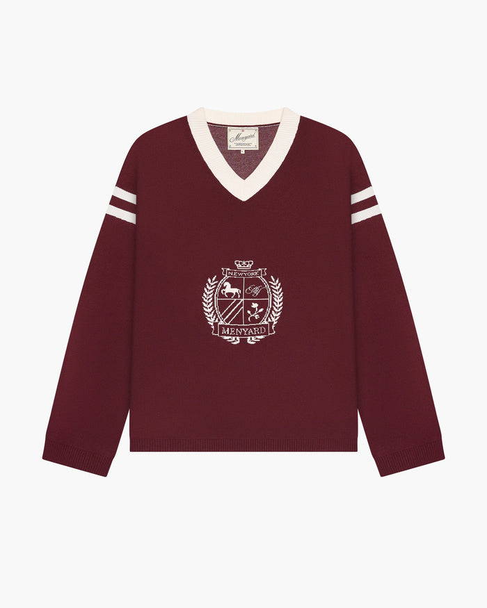 Badge Strickpullover mit V-Ausschnitt
