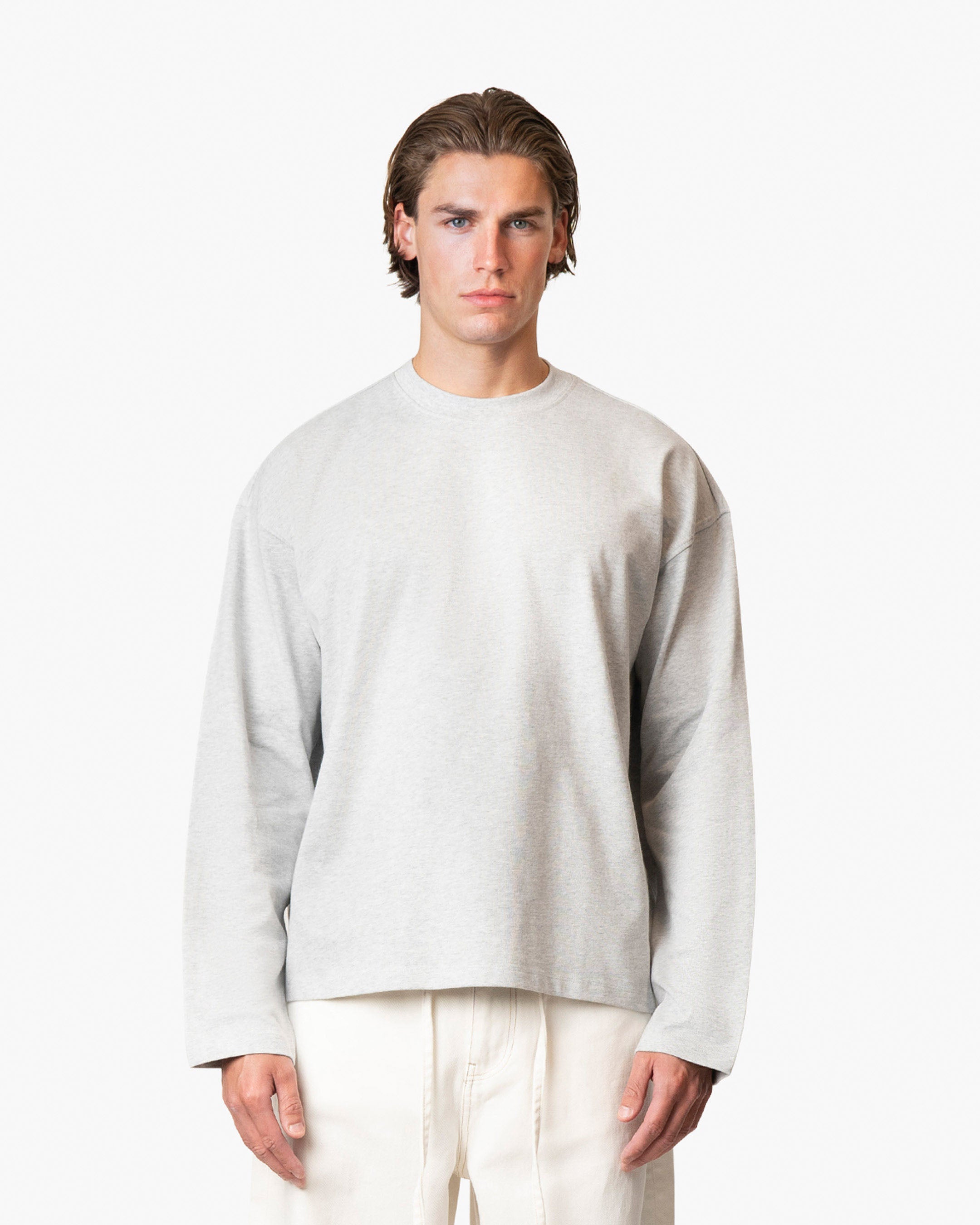 Blank Boxy Longsleeve | Grey Melee