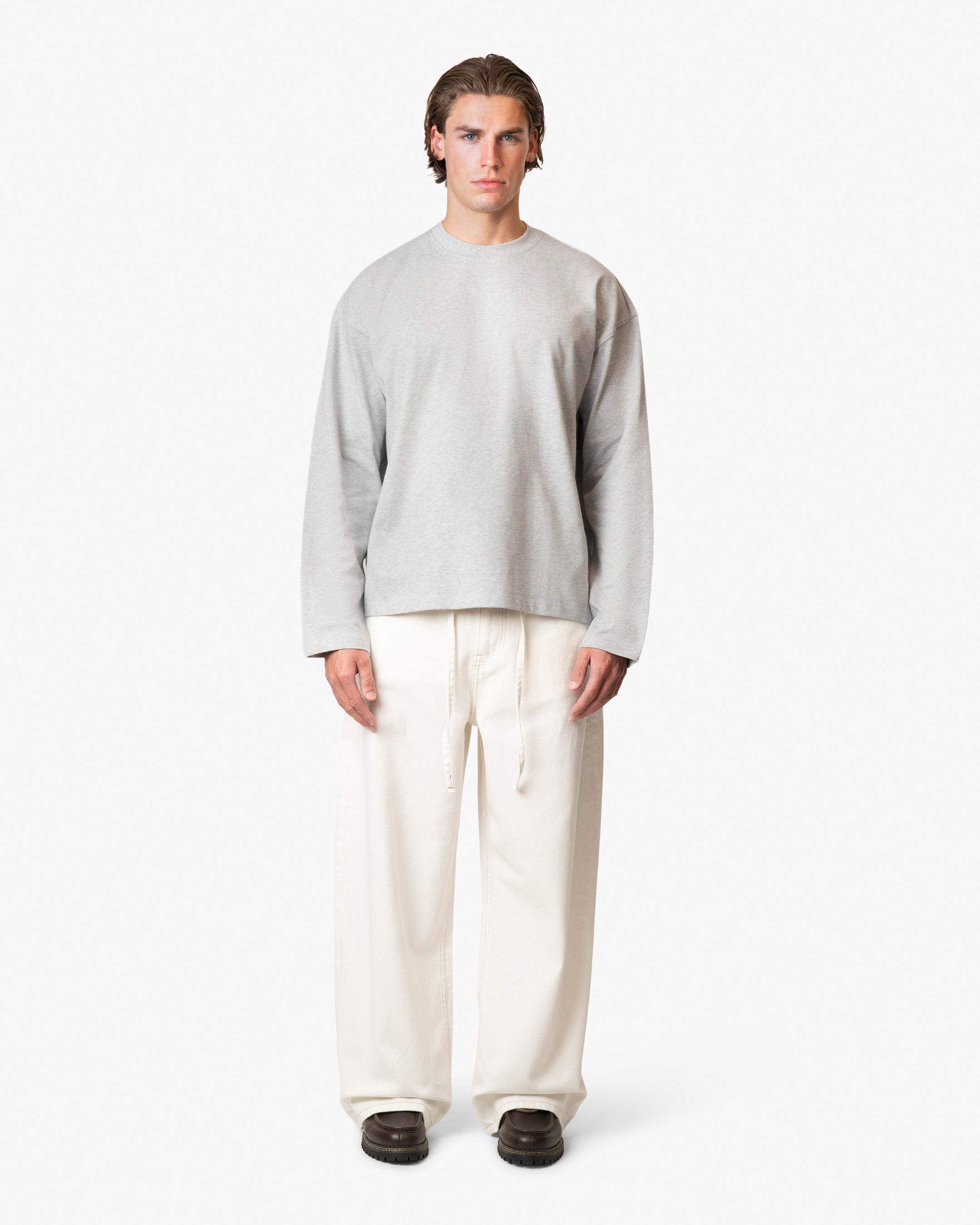 Blank Boxy Longsleeve | Grey Melee