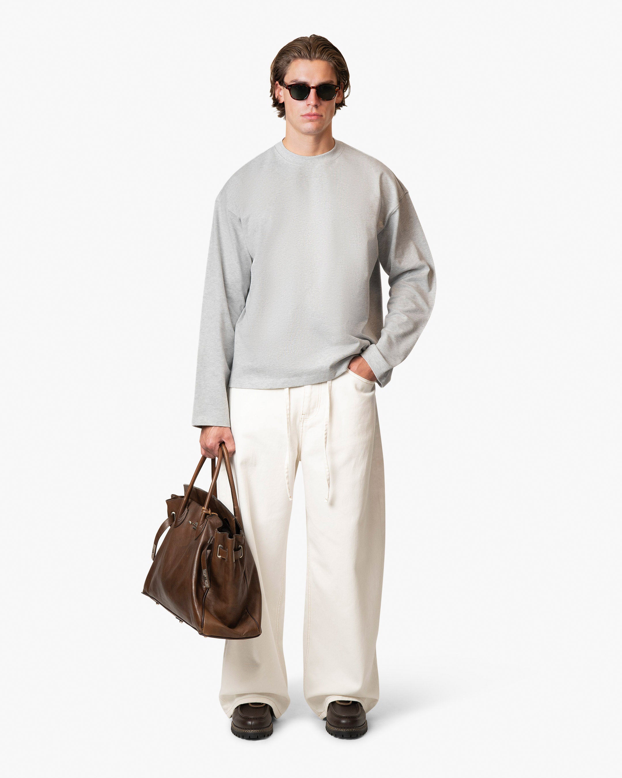 Blank Boxy Longsleeve | Grey Melee