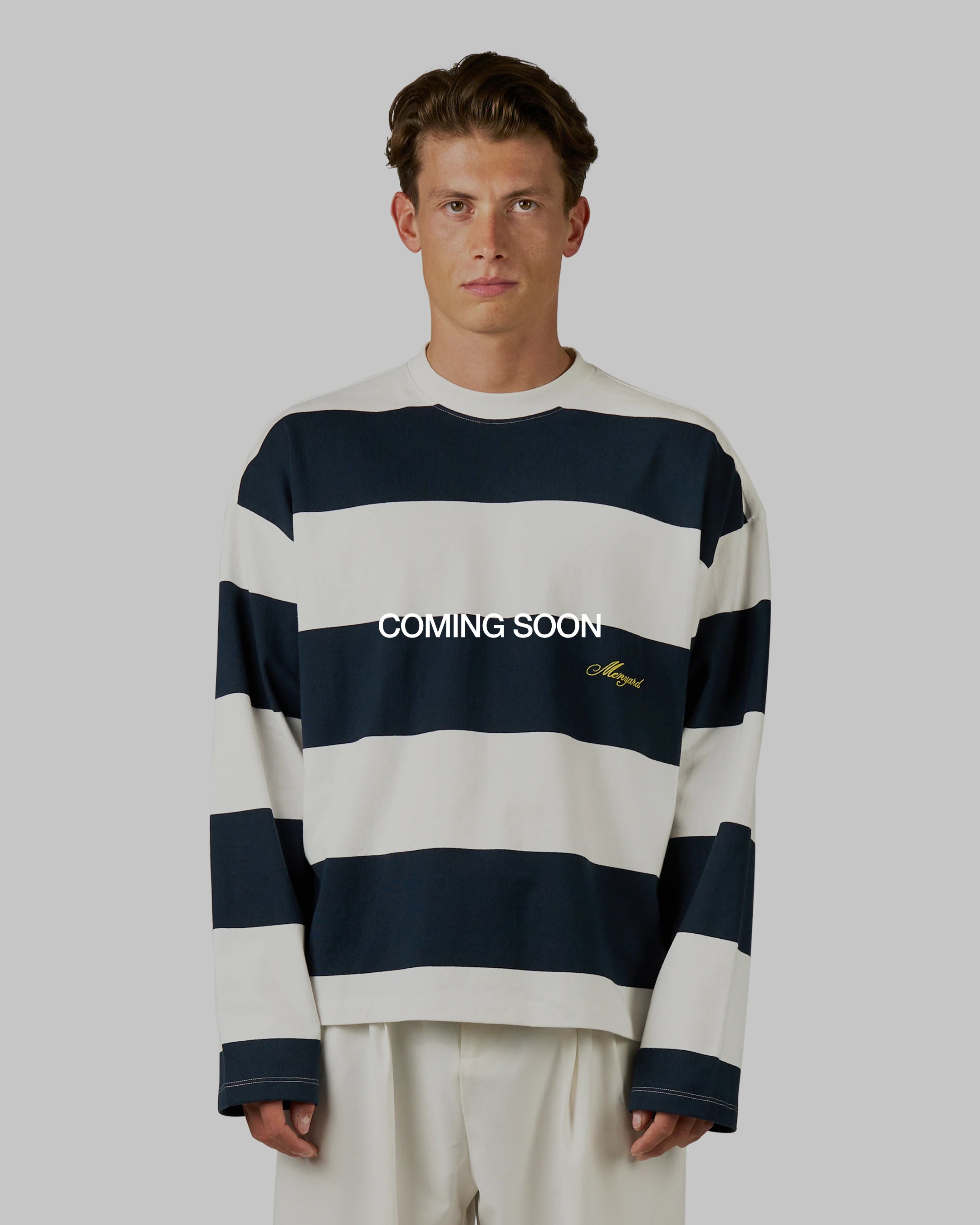 Striped Boxy Longsleeve | Dark Blue/White