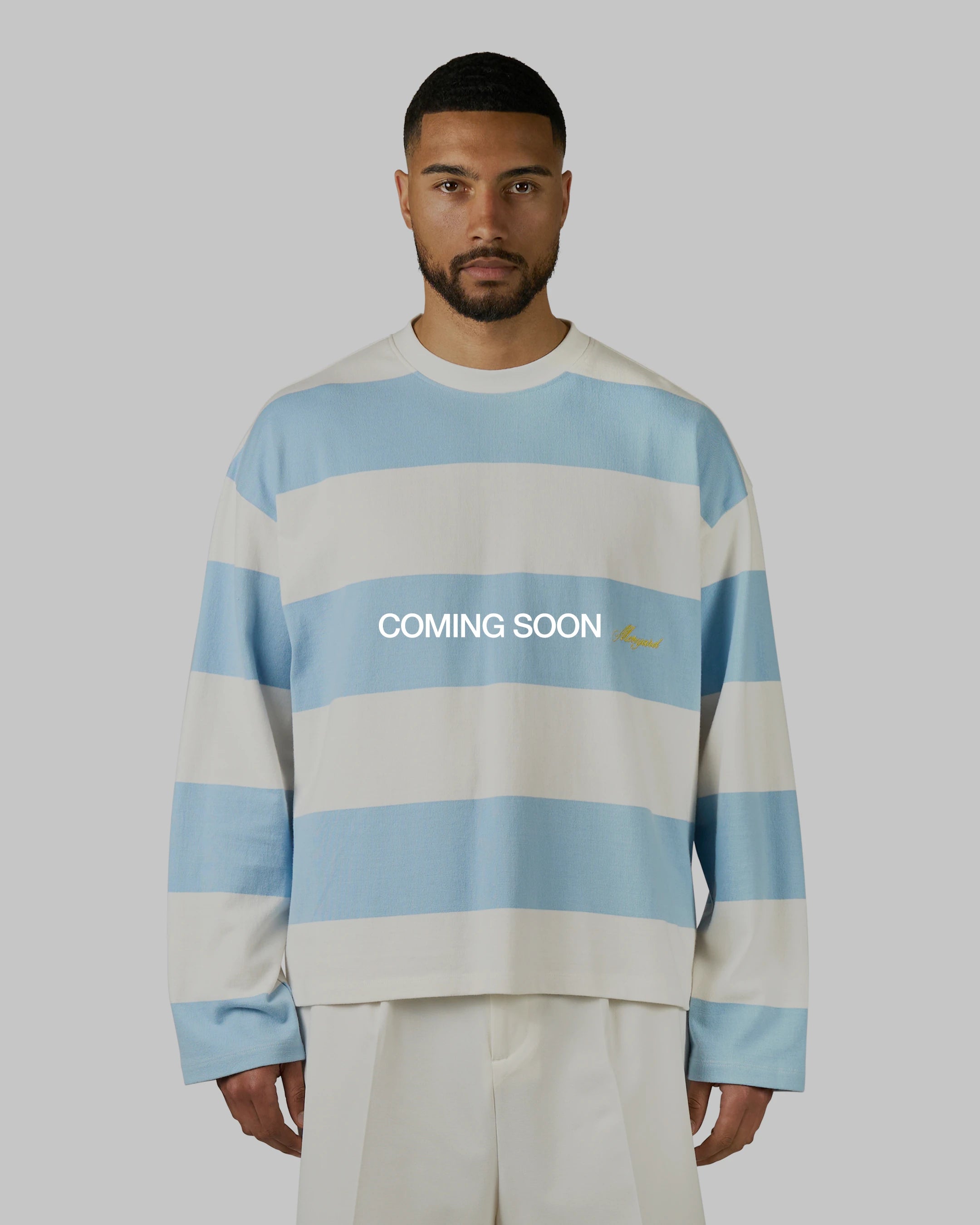 Striped Boxy Longsleeve | White/Light Blue