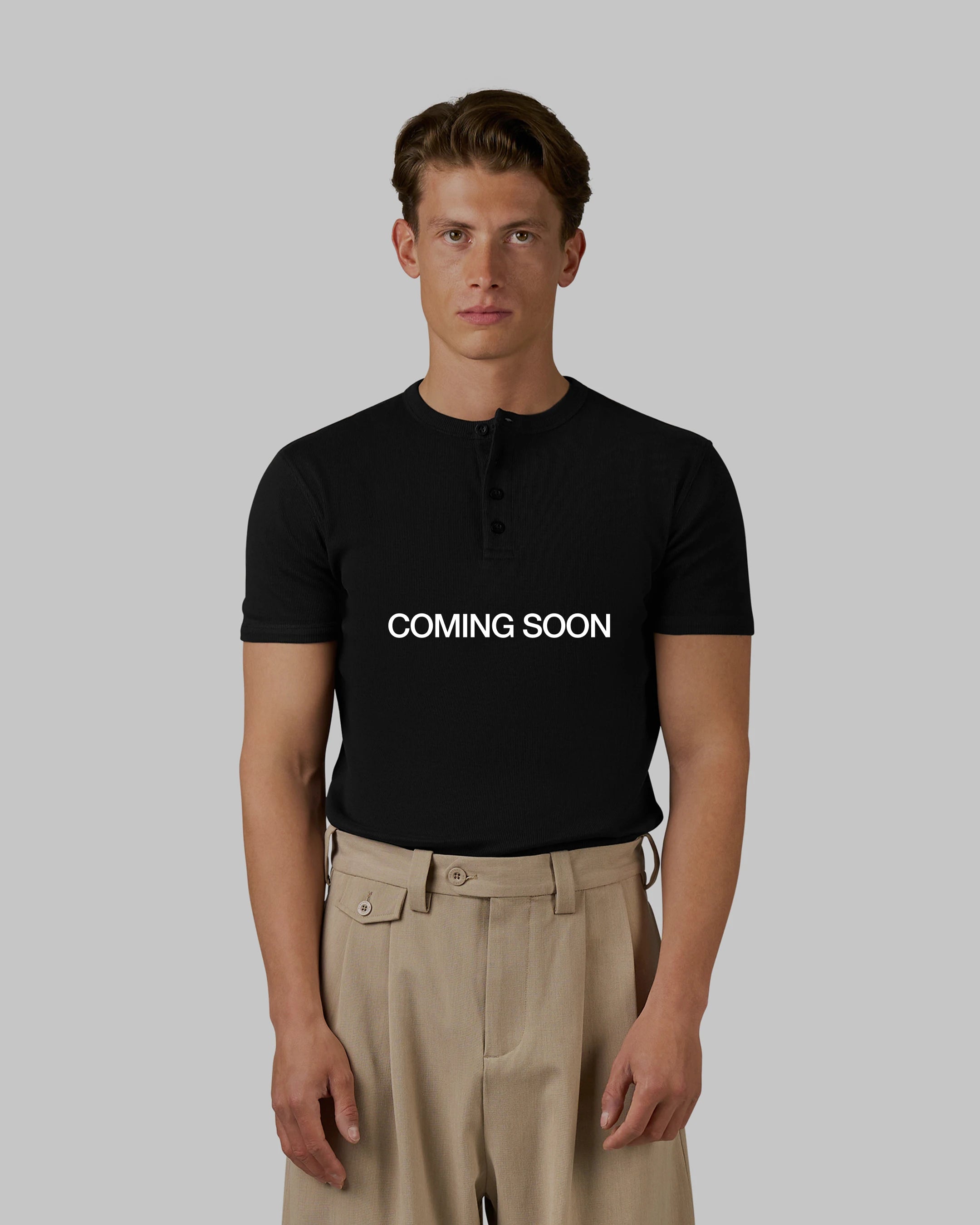 Mougins Ribbed Henley T-Shirt | Black