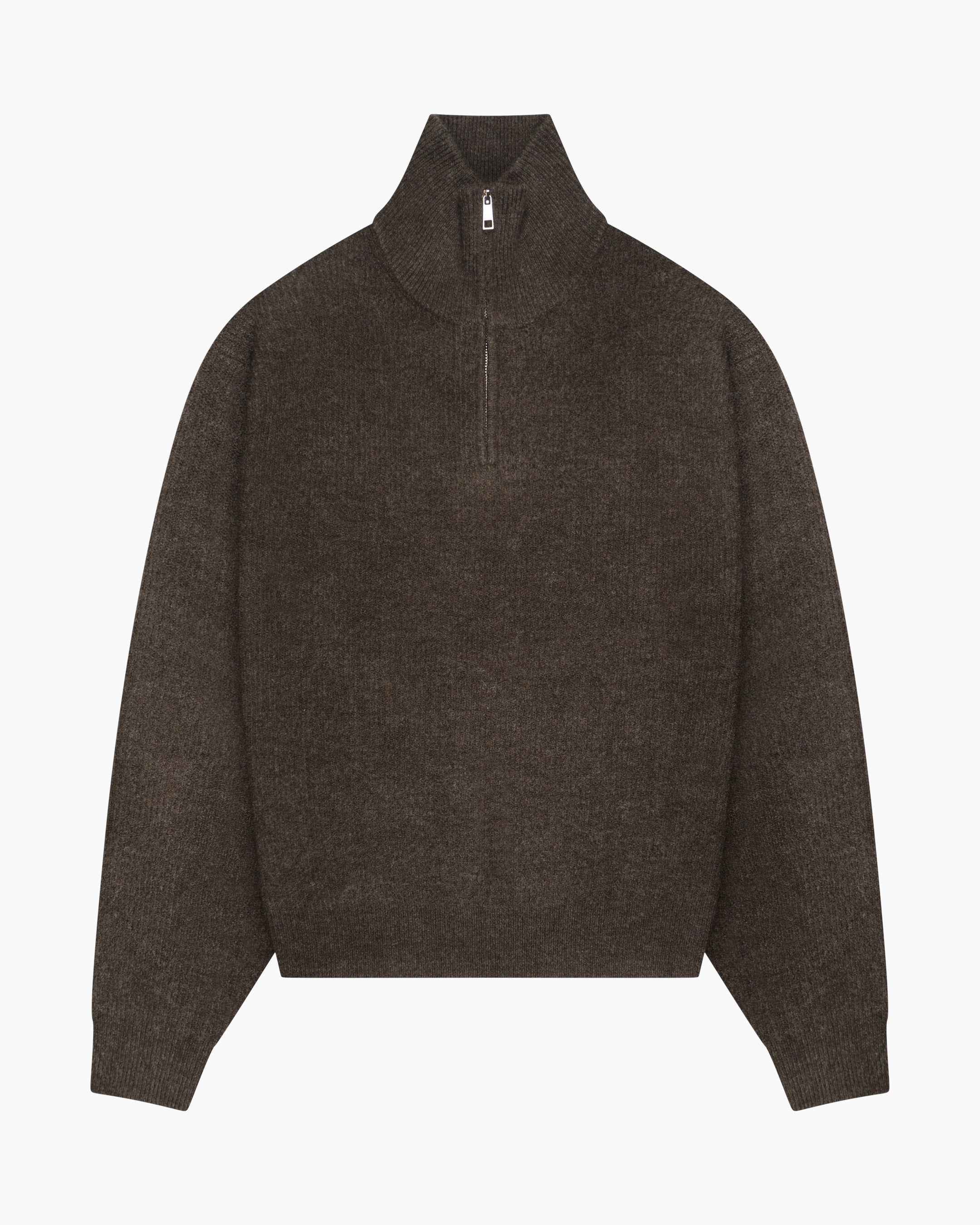 Sontuso Knitted Half-Zip Sweater - Brown Melee | Menyard ®