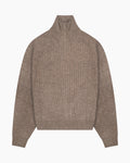 Sontuso Knitted Half-Zip Sweater | Light Brown flatlay
