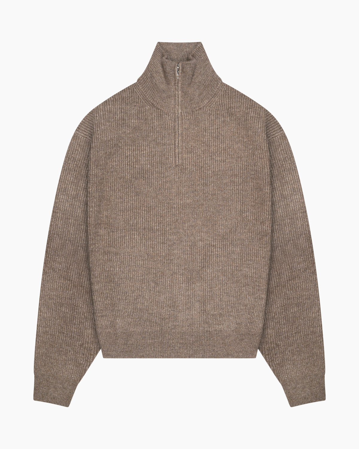 Sontuso Knitted Half-Zip Sweater | Light Brown flatlay