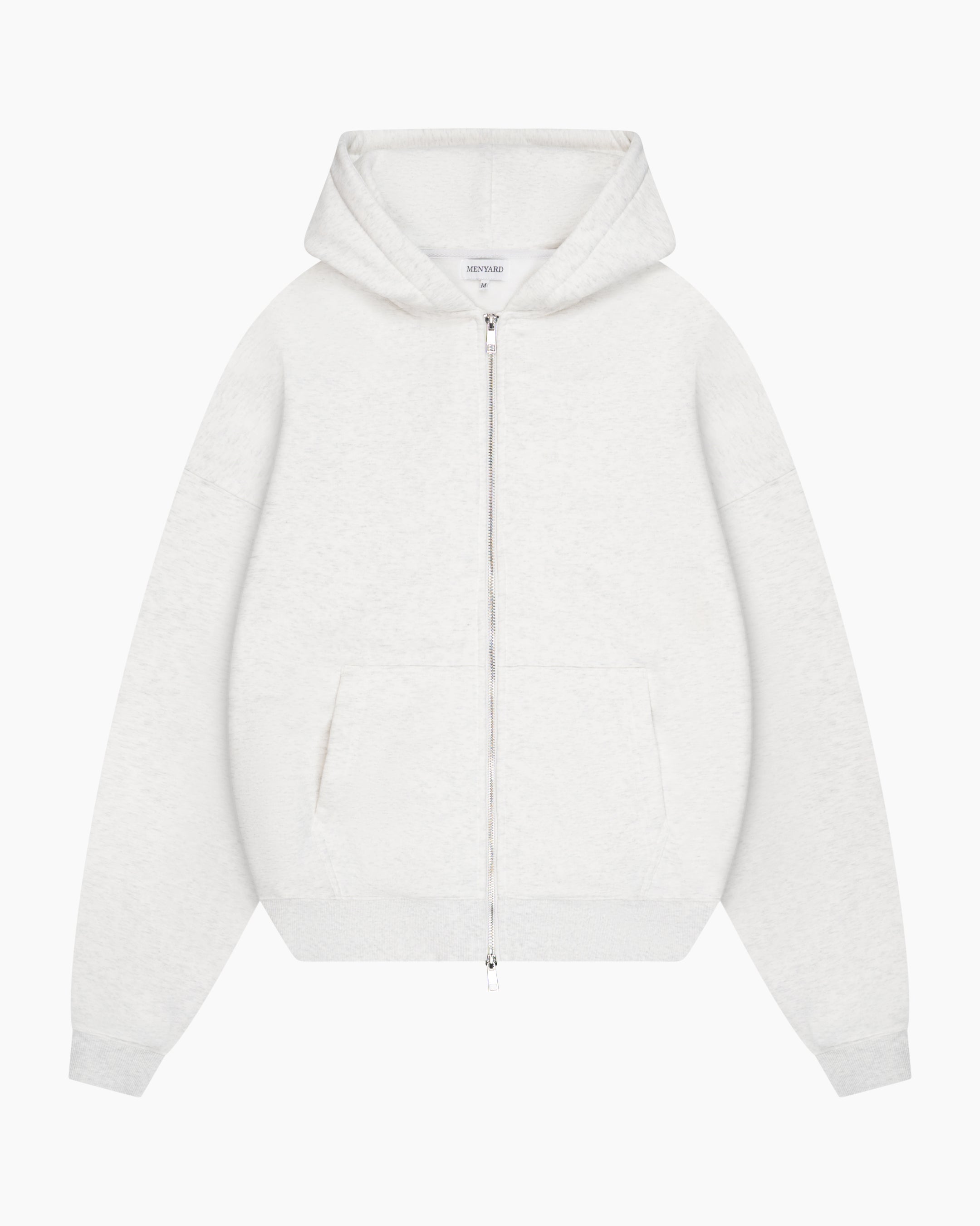 Signature Cotton Oversized Zip Hoodie - Light Grey Melee