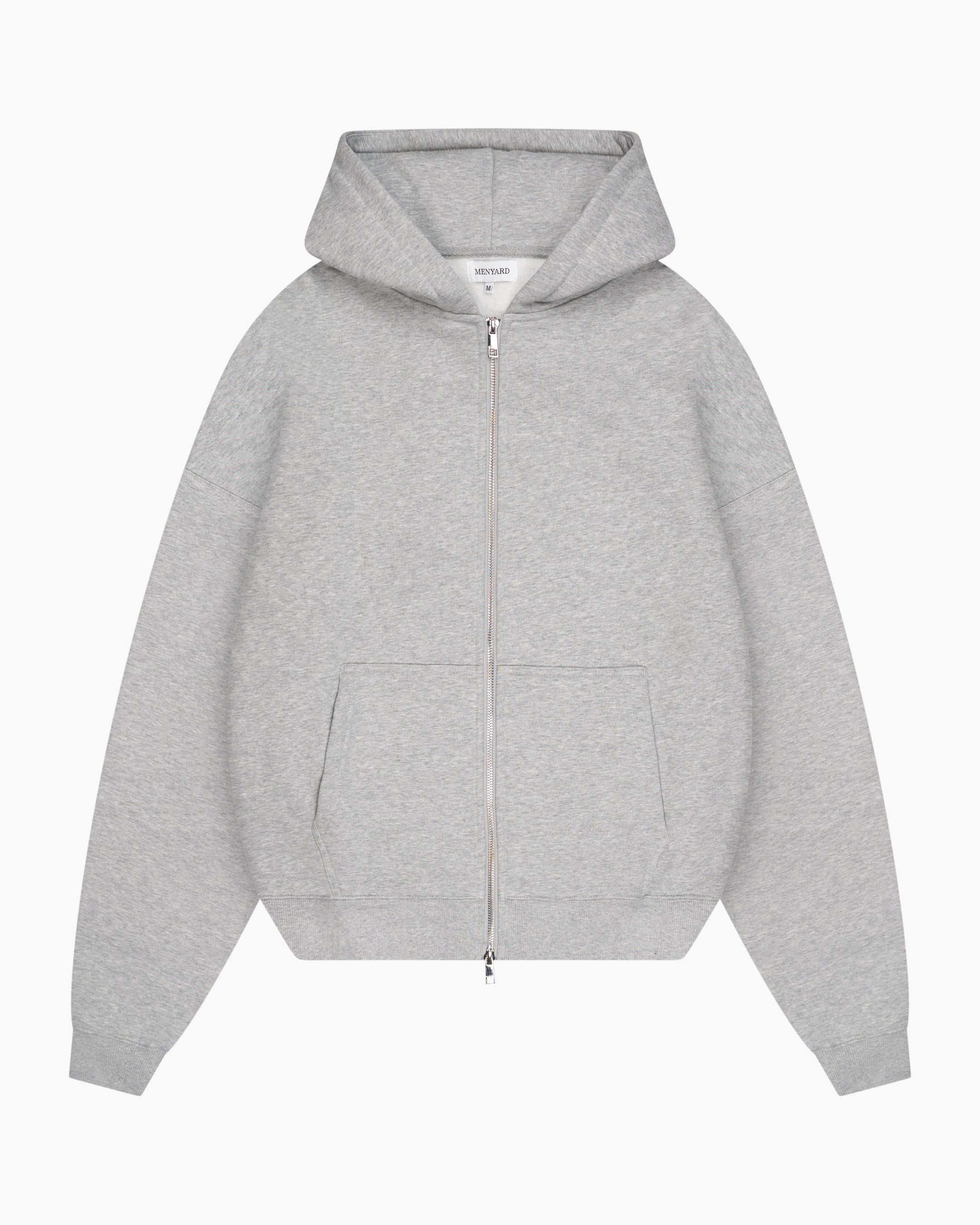 Signature Cotton Oversized Zip Hoodie - Grey Melee | Menyard ®