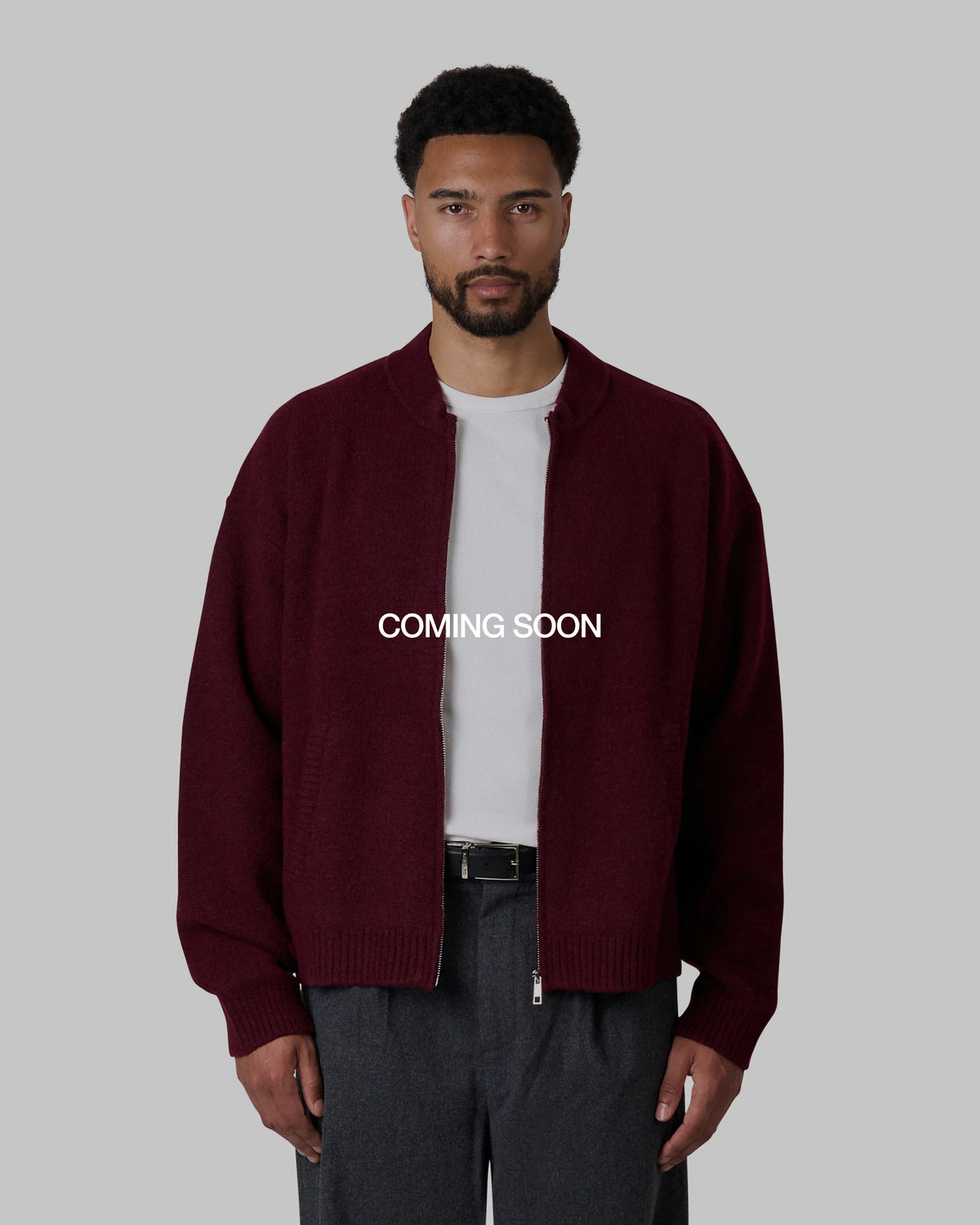 Signore Brushed Zip-Up Cardigan | Burgundy