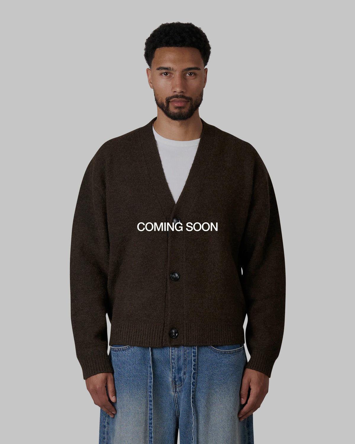 Marea V-Neck Brushed Cardigan | Dark Brown