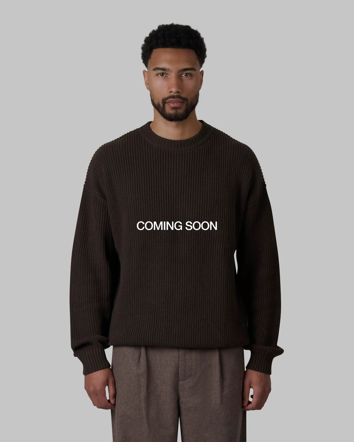 Naval Knitted Cotton Sweater | Dark Brown