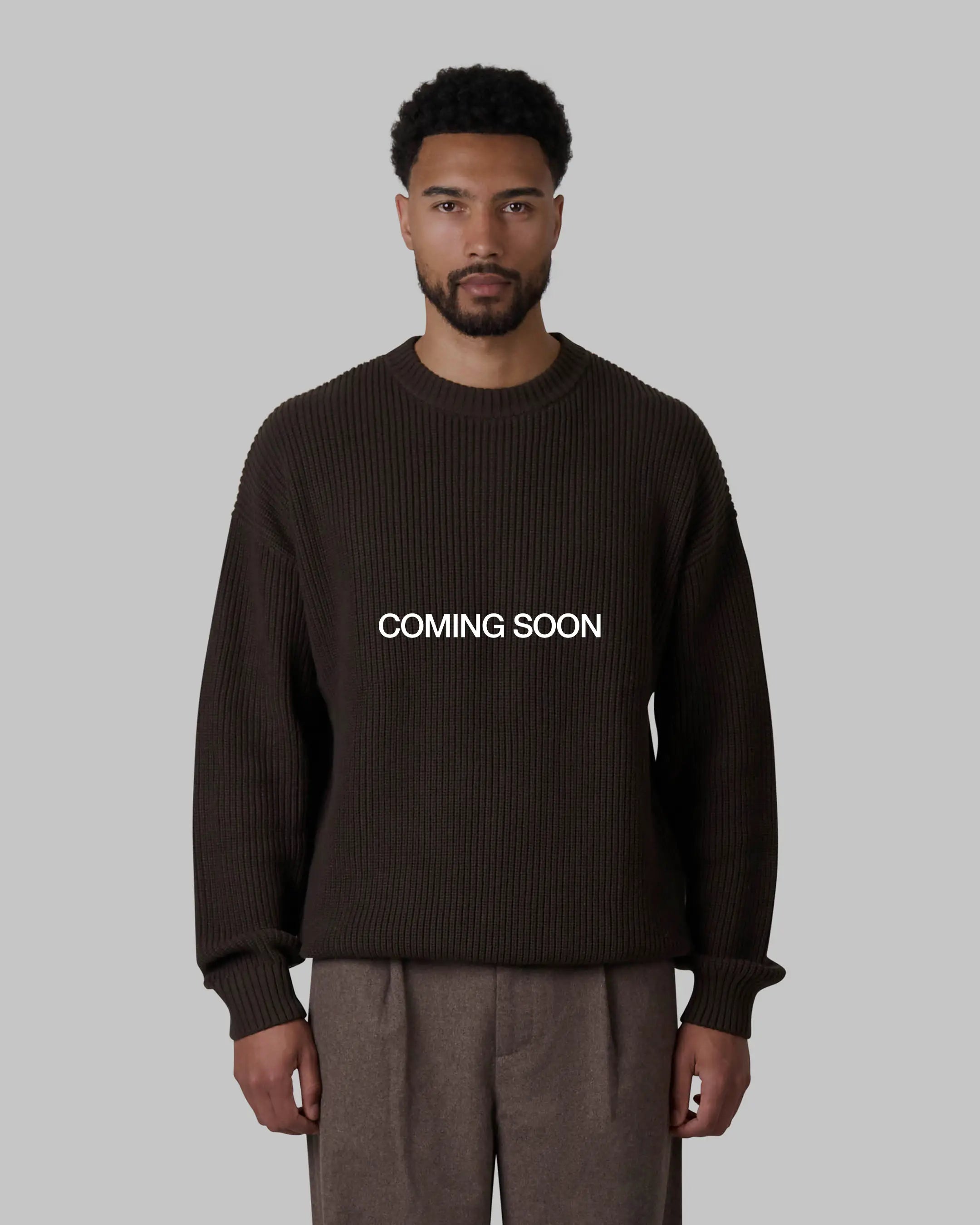 Naval Knitted Cotton Sweater | Dark Brown