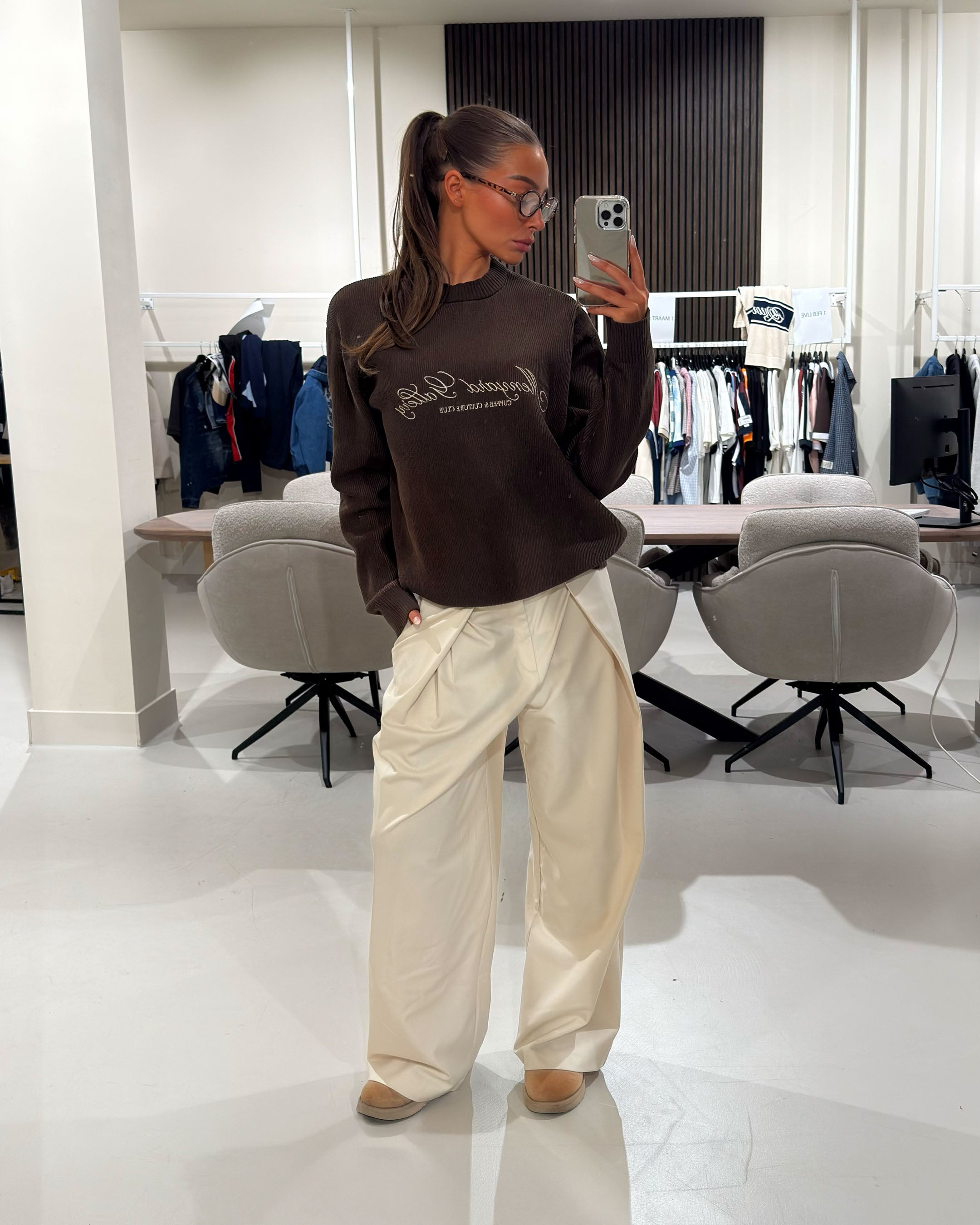 Culture Knitted Crewneck | Brown